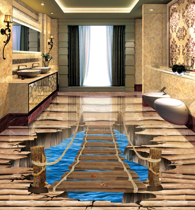 3D Little Creek Wooden Bridge 345 Floor Mural Wallpaper Murals Rug & Mat Print Epoxy waterproof bath floor