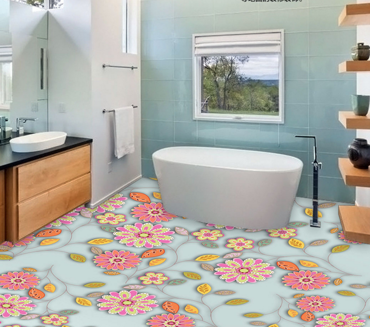 3D Spring Flowers 321 Floor Mural Wallpaper Murals Rug & Mat Print Epoxy waterproof bath floor