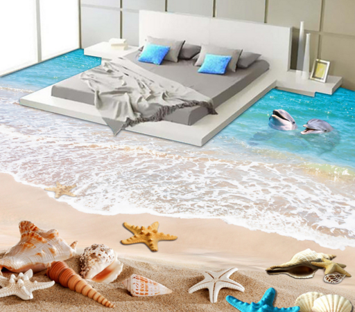 3D Beach Scenery Floor Mural Wallpaper AJ Wallpaper 2