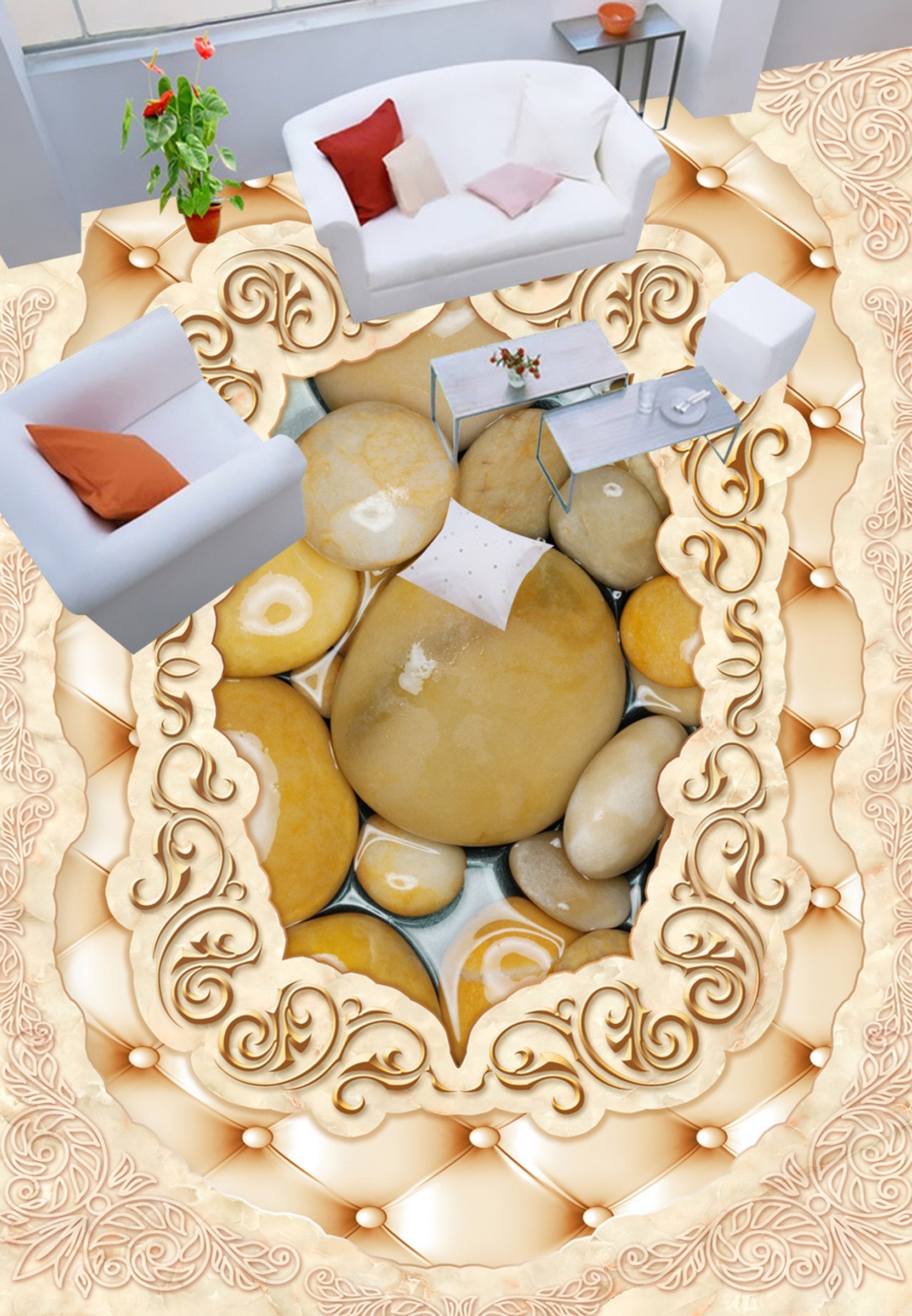 3D Yellow Stone WG048 Floor Mural Wallpaper AJ Wallpaper 2