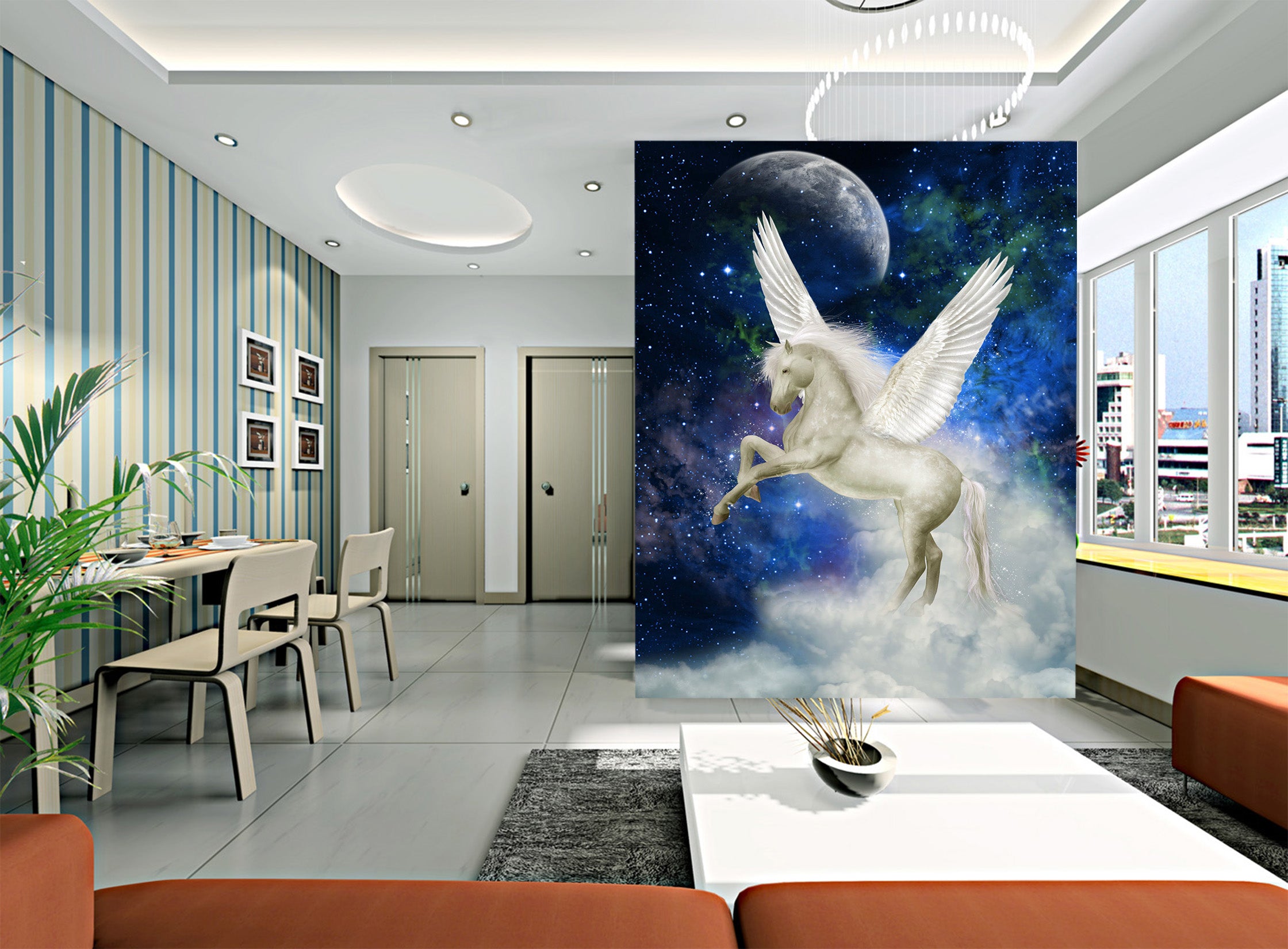 3D White Horse 1095 Wall Murals