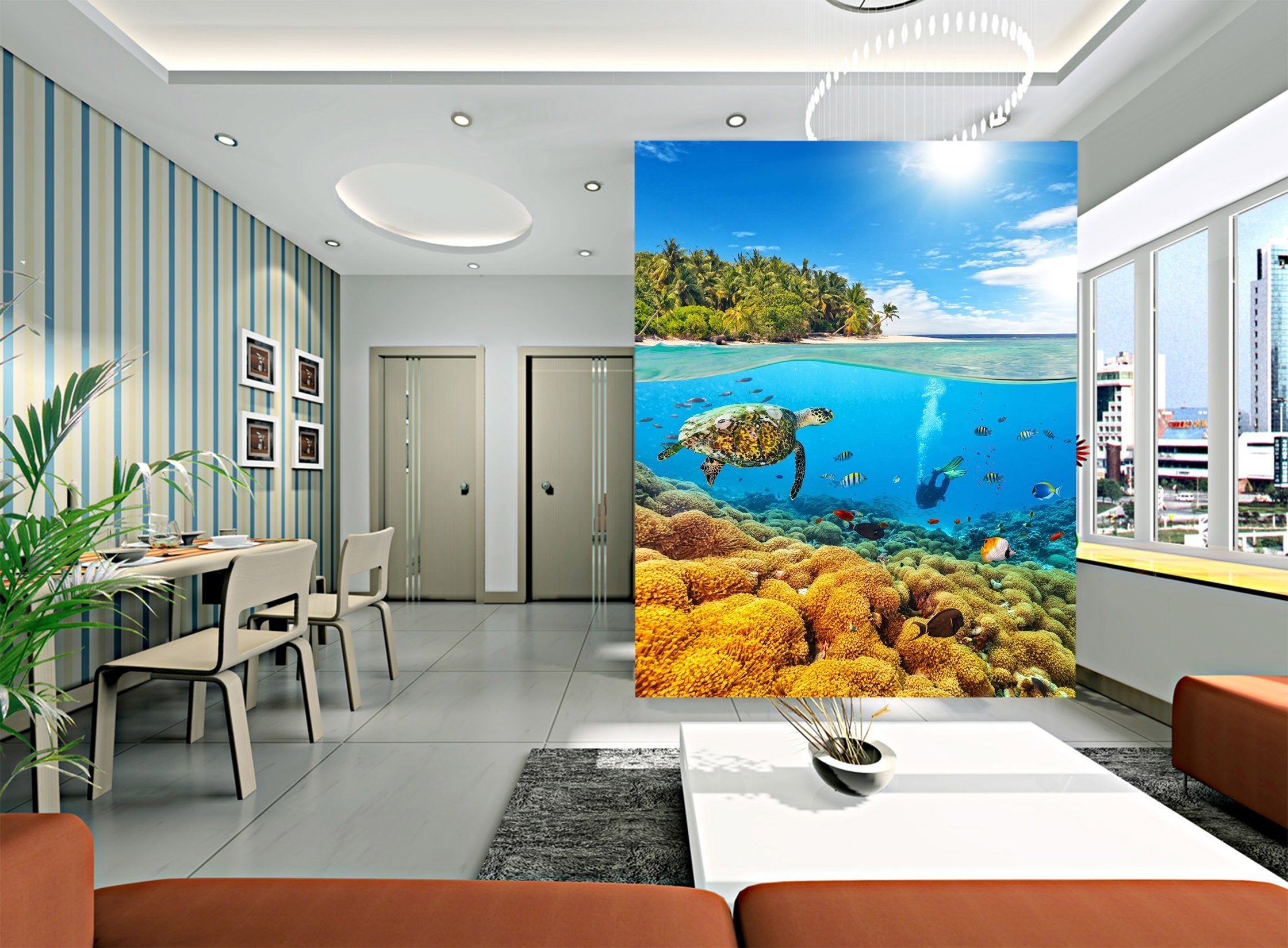 3D Coral Sea Turtle 785 Wallpaper AJ Wallpaper