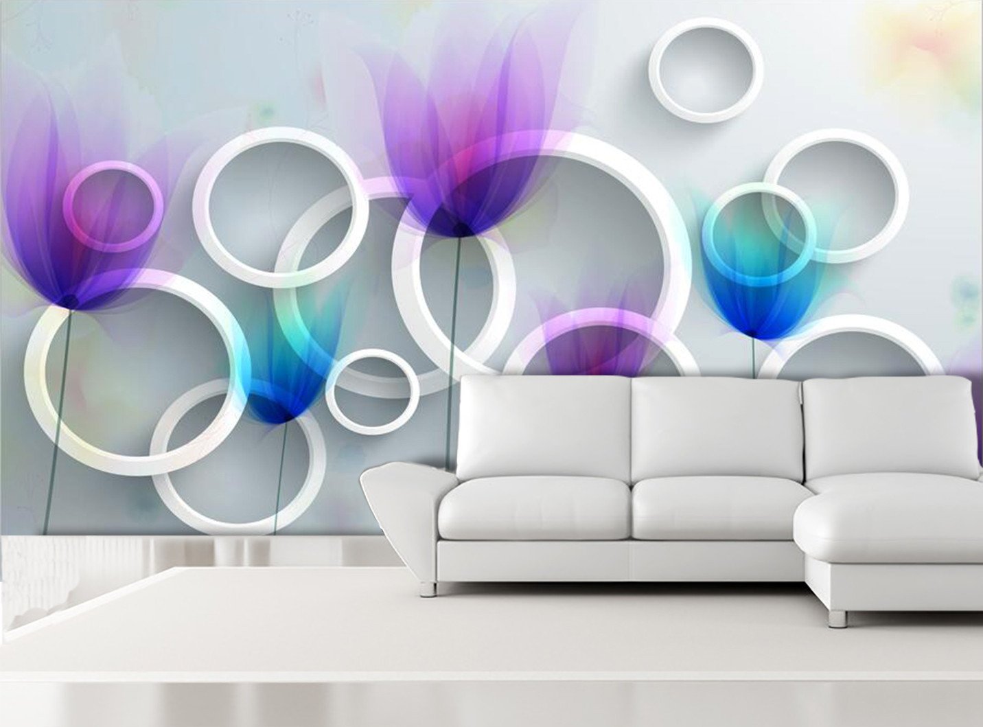 3D Modern floral color Circles Wallpaper AJ Wallpaper 1