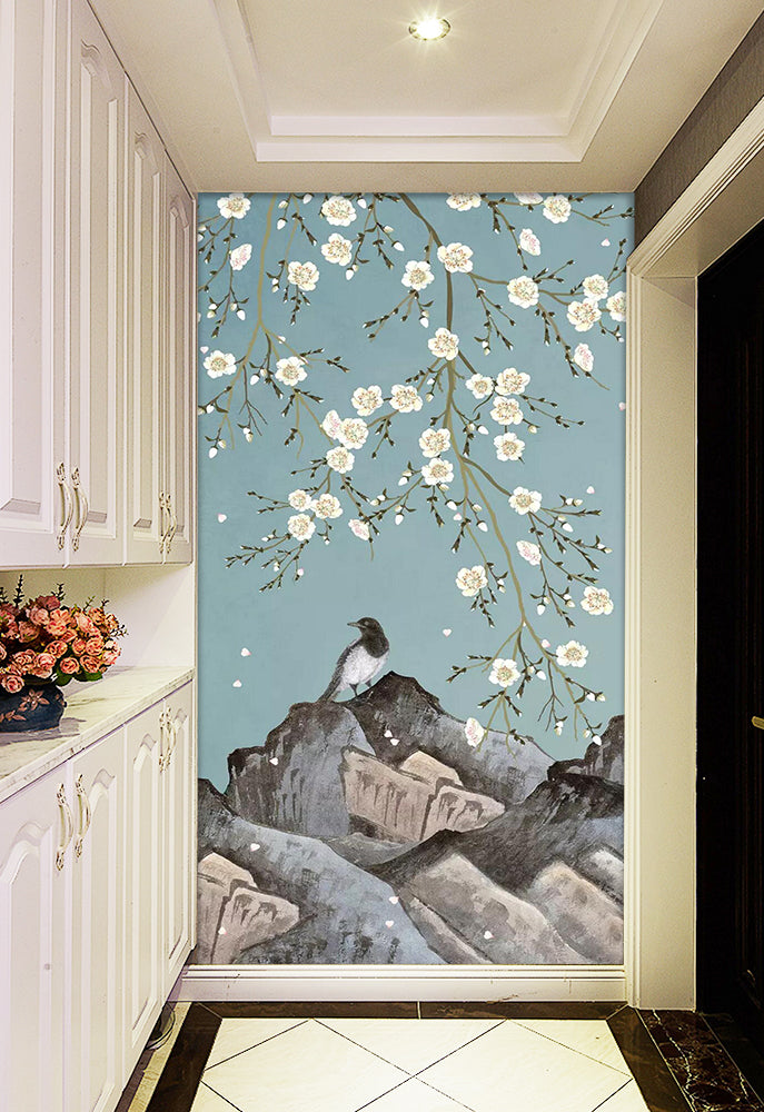 3D White Plum Magpie WC846 Wall Murals