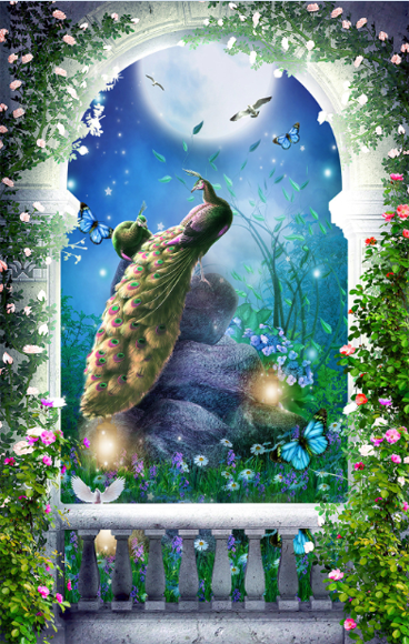 3D Peacock Floor Mural Wallpaper AJ Wallpaper 2