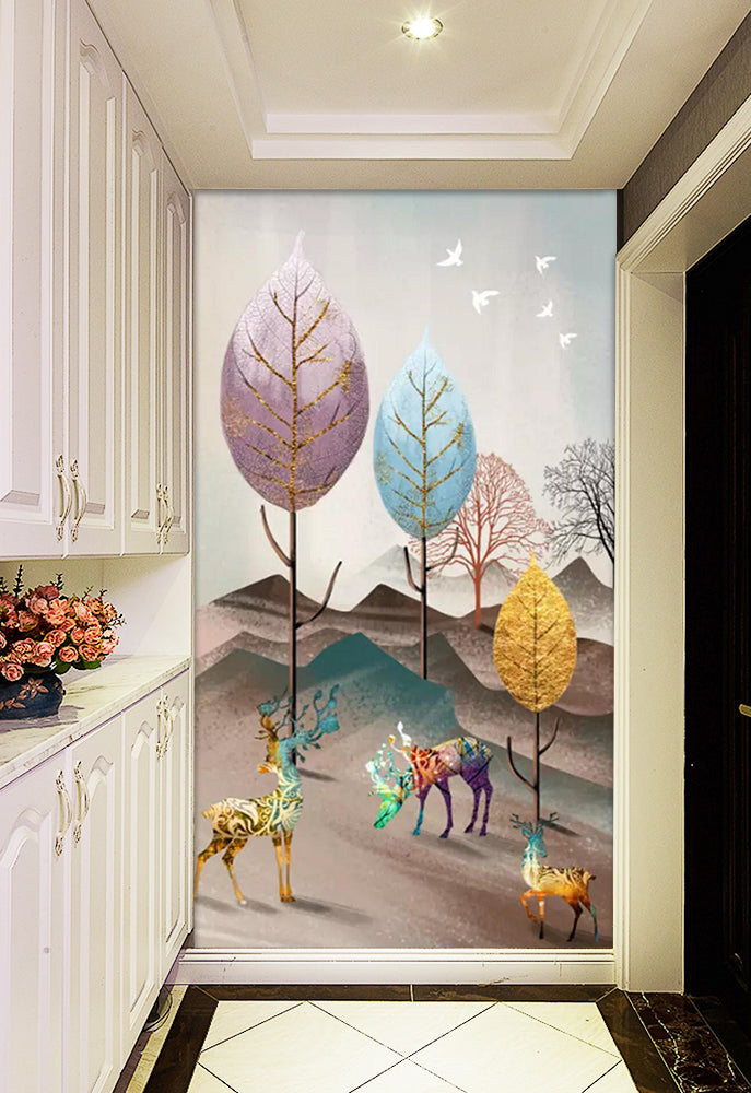 3D Purple Fawn WC850 Wall Murals