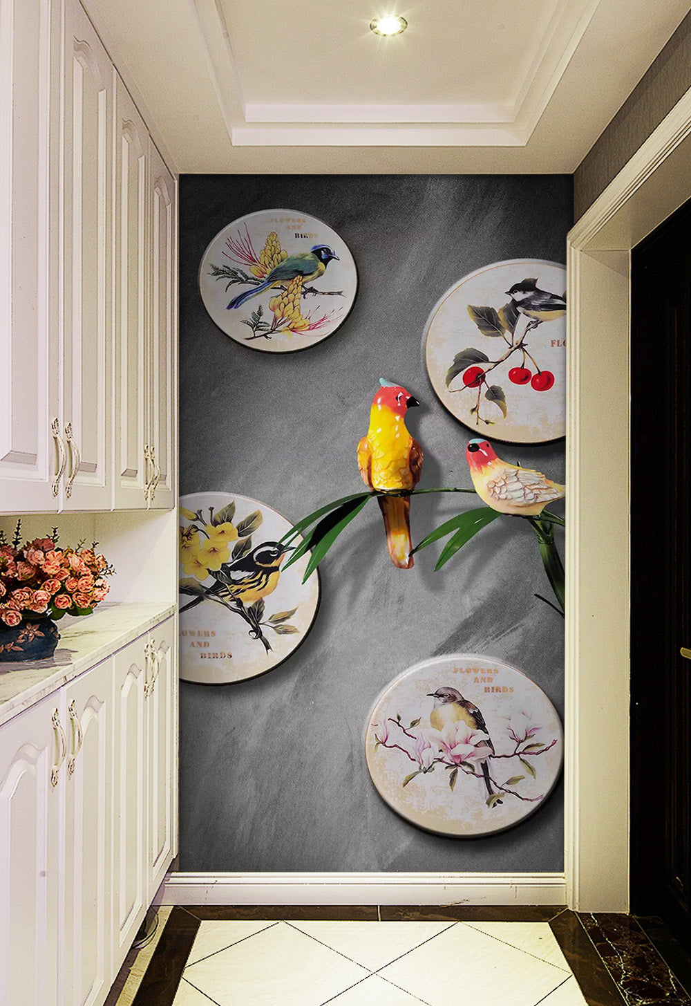 3D Magpie Plate WC852 Wall Murals