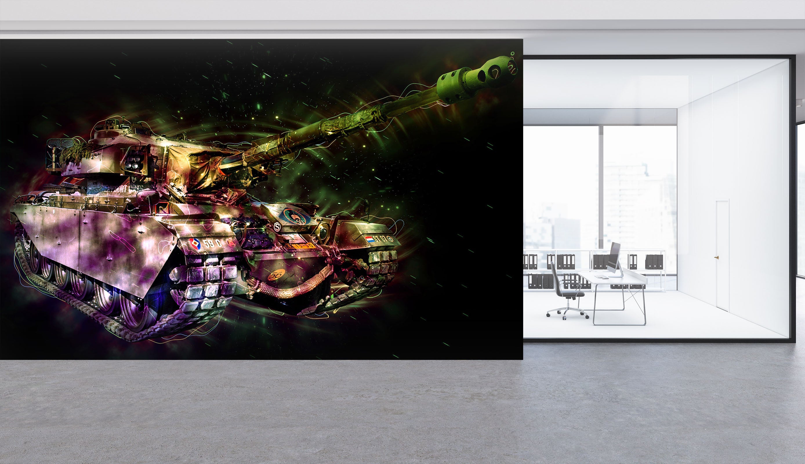 3D Color Tank 214 Vehicle Wall Murals