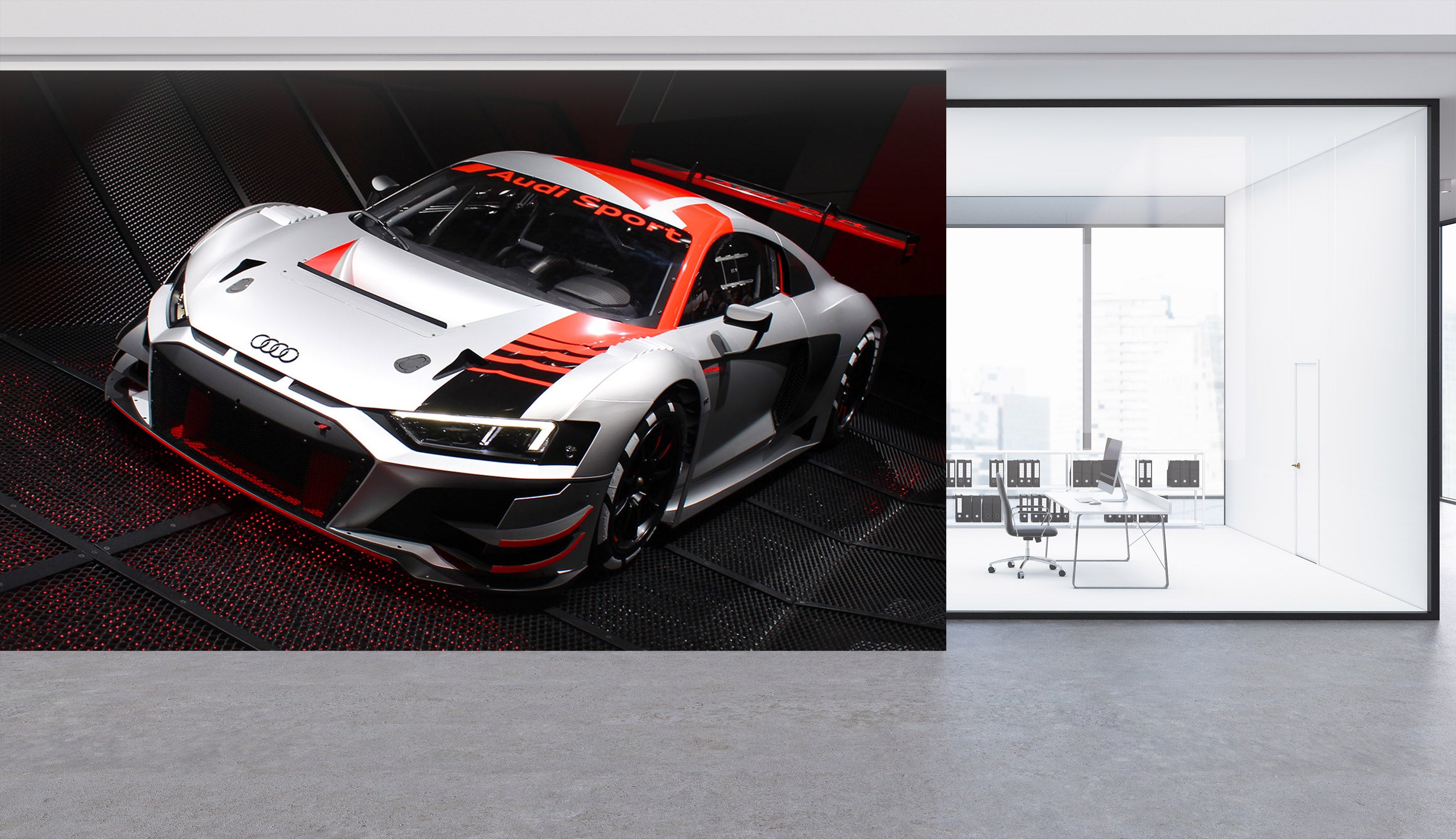 3D White Racing Car 062 Vehicle Wall Murals