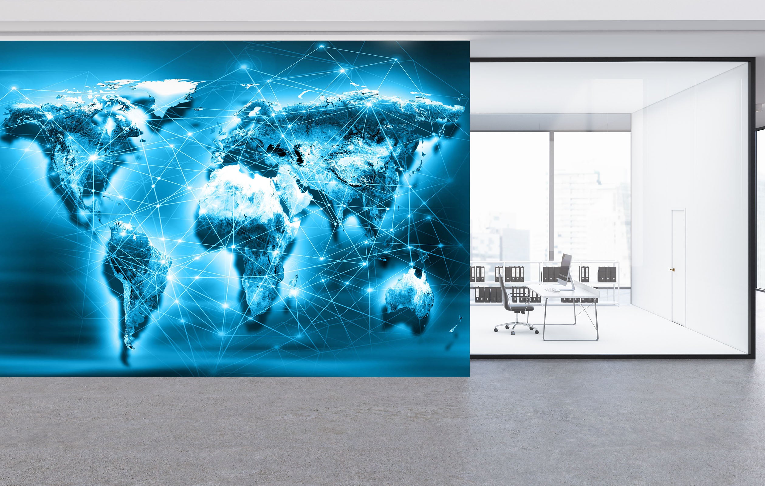 3D Blue Planet 2114 World Map Wall Murals