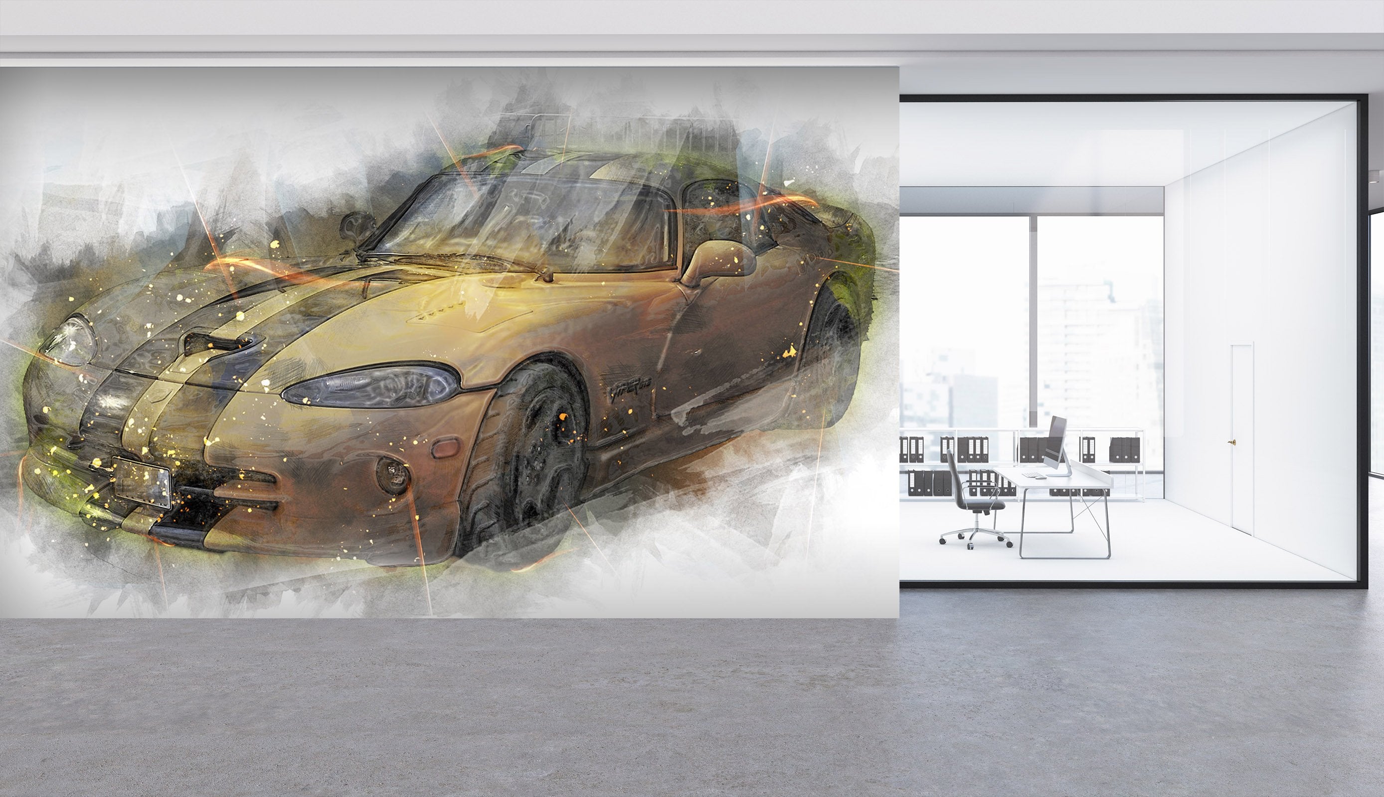 3D Golden Atuo 913 Vehicle Wall Murals Wallpaper AJ Wallpaper 2