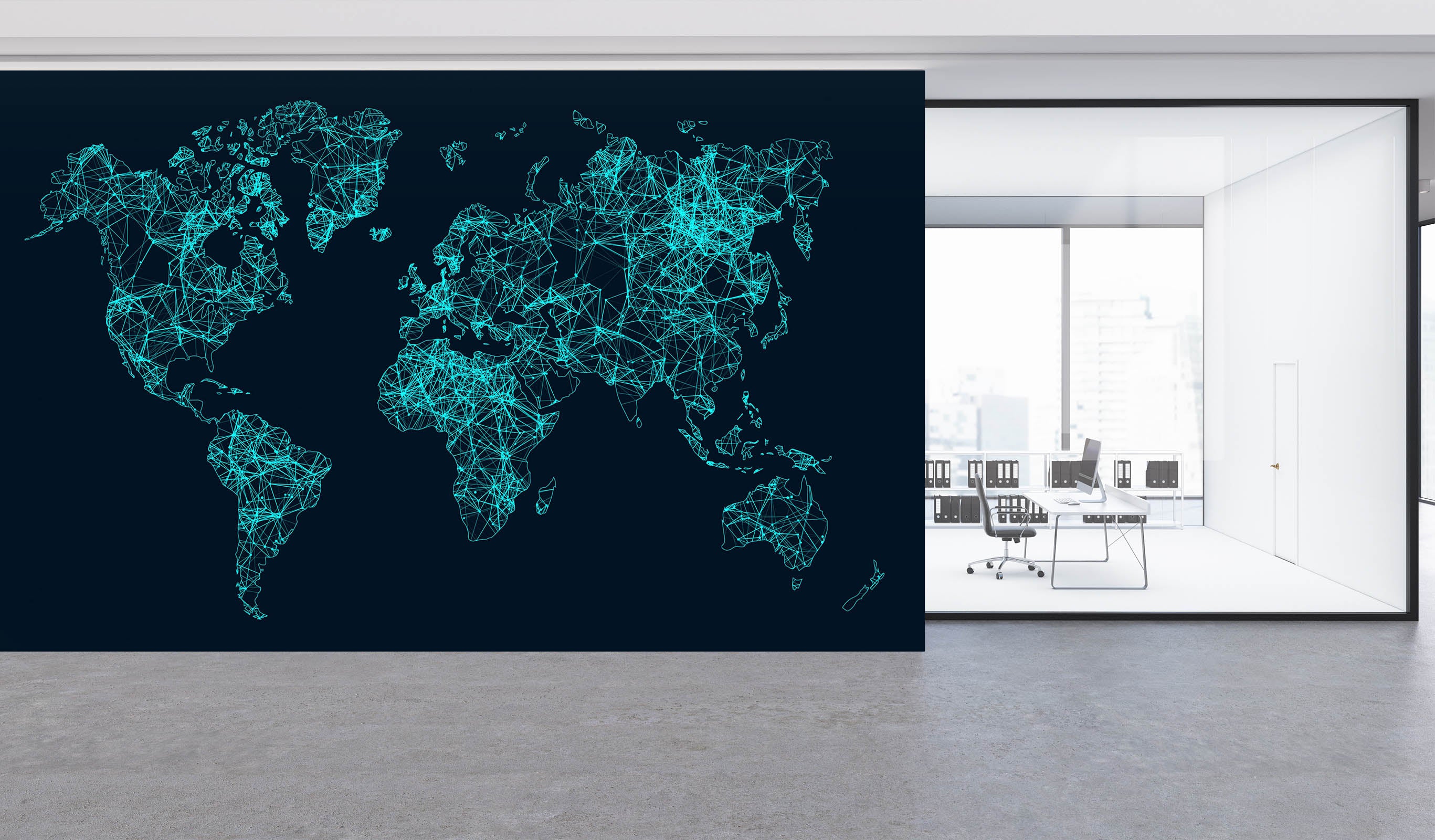 3D Black Land 2163 World Map Wall Murals