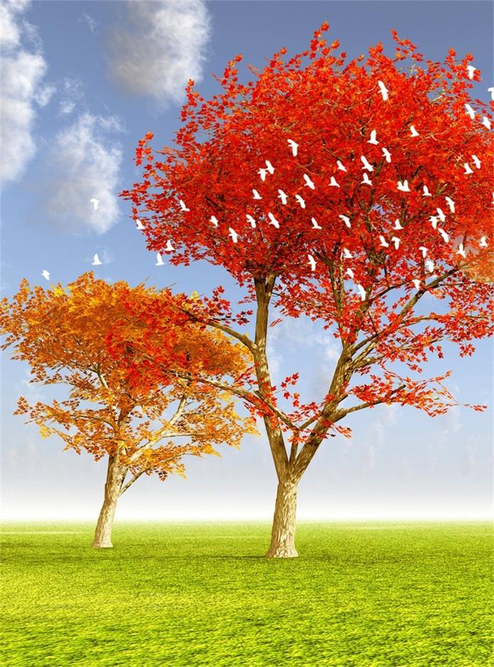 3D Grassland Trees Birds 483 Stair Risers Wallpaper AJ Wallpaper