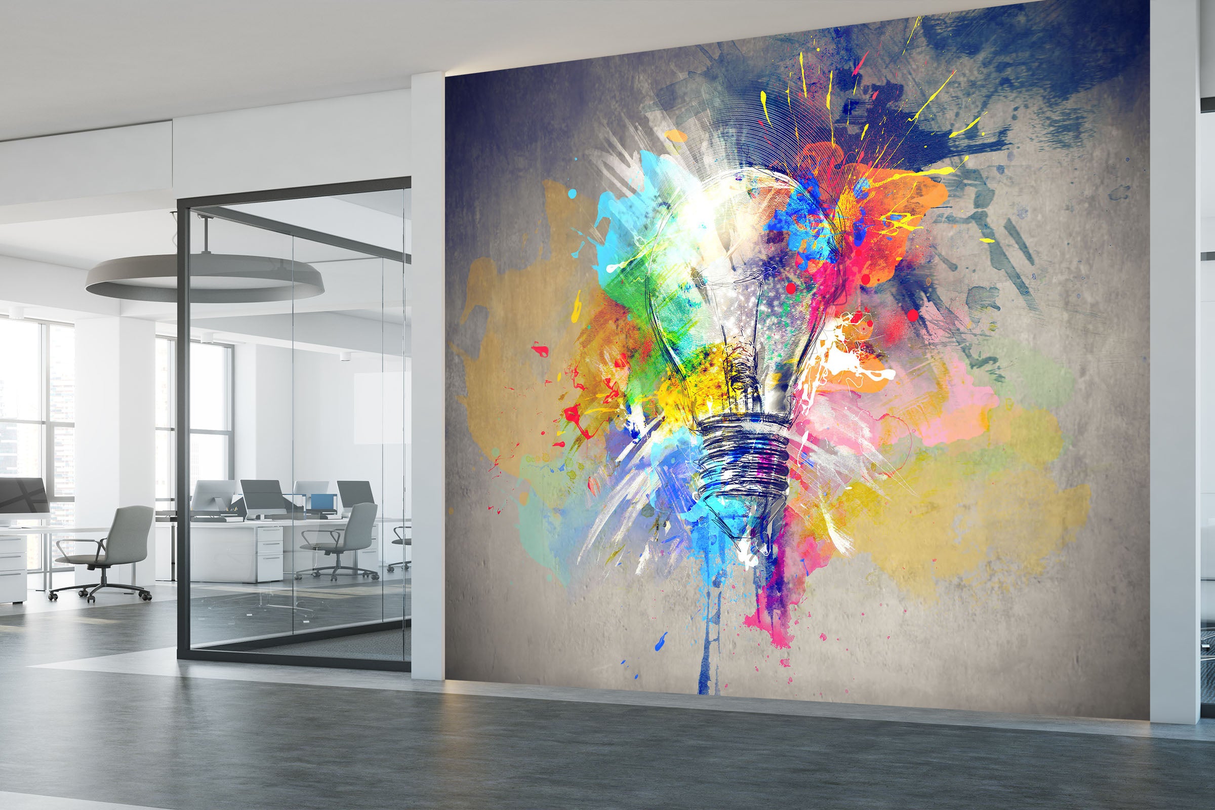 3D Colored Light Bulb 068 Wall Murals