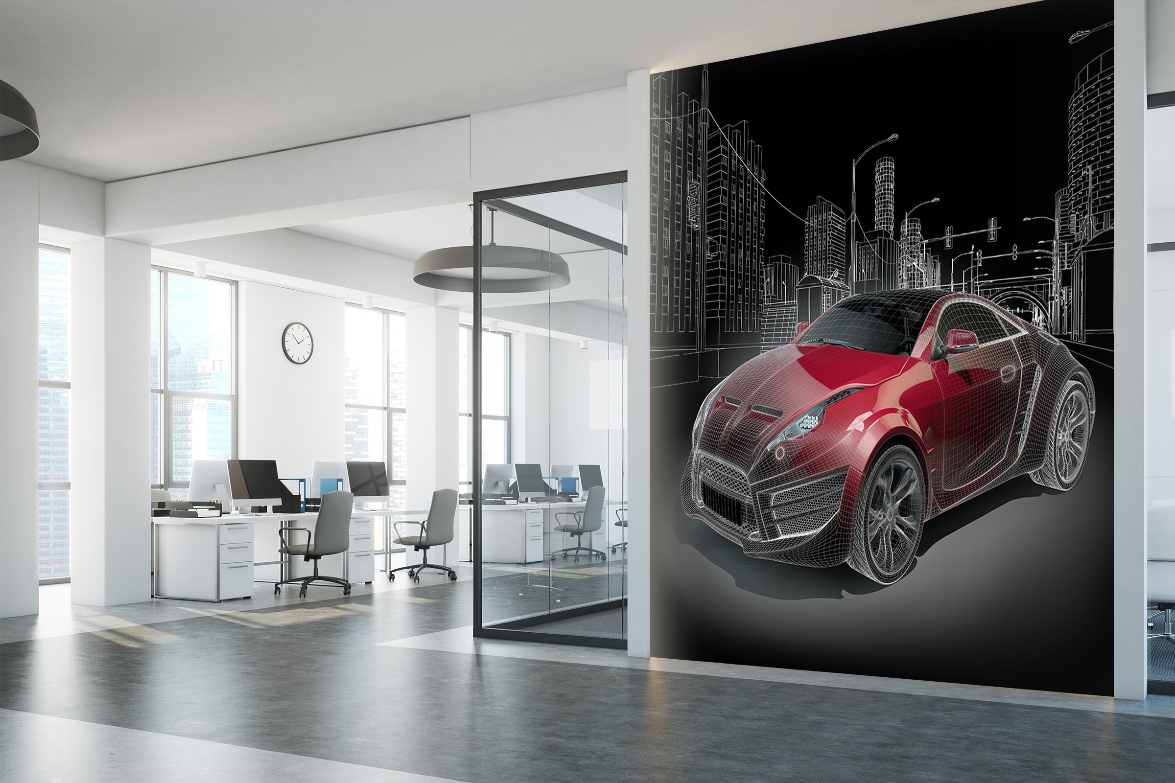 3D Building Car 003 Vehicle Wall Murals