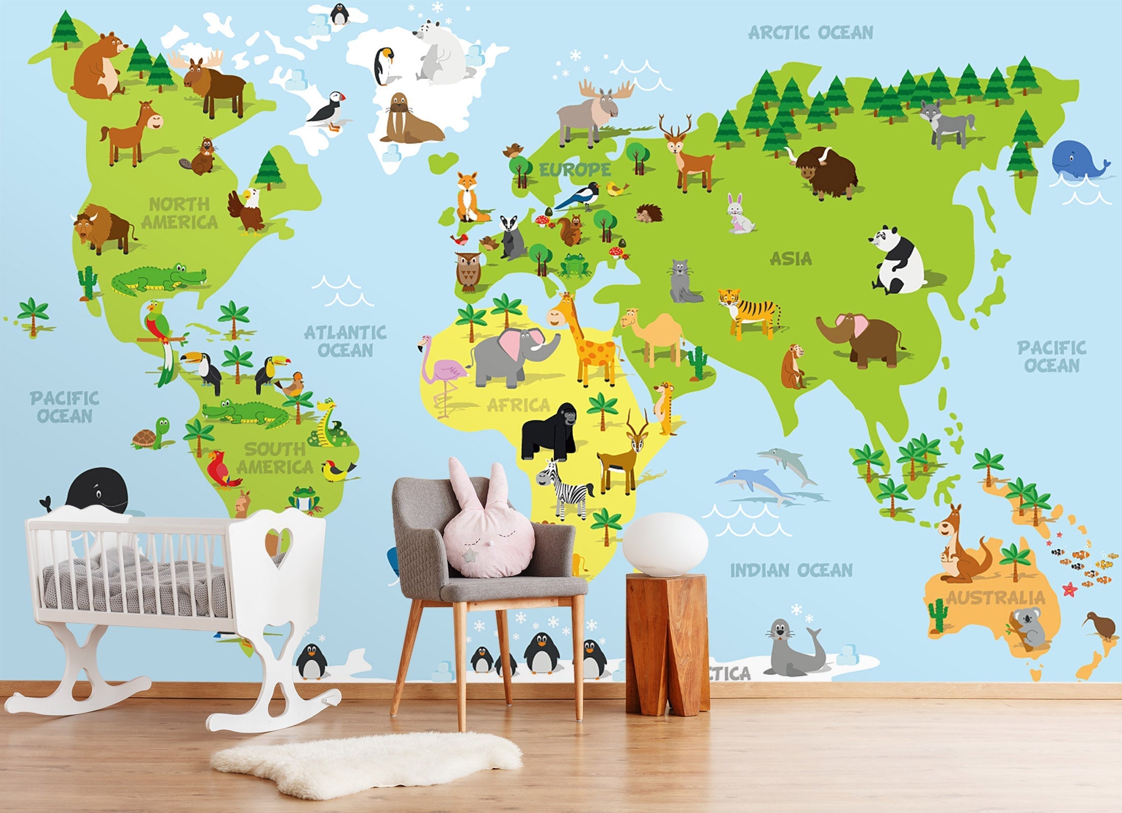 3D Cartoon World Map 036 Wall Murals Wallpaper AJ Wallpaper 2