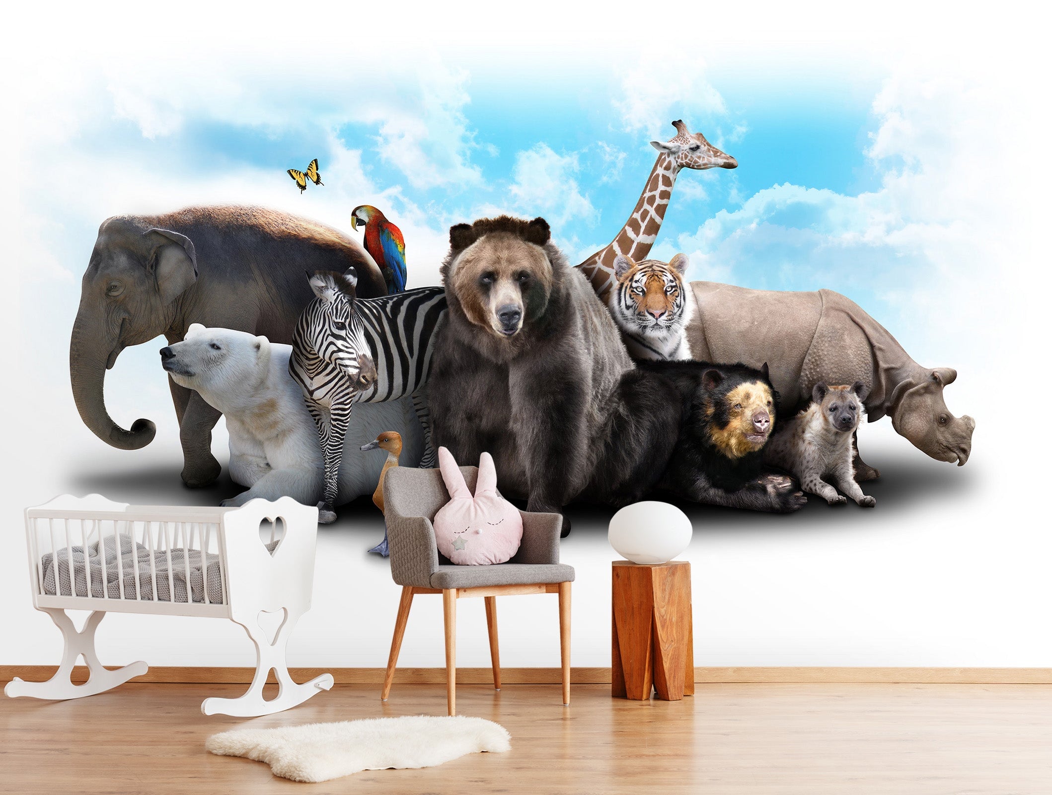 3D Zebra Elephant 047 Wall Murals Wallpaper AJ Wallpaper 2