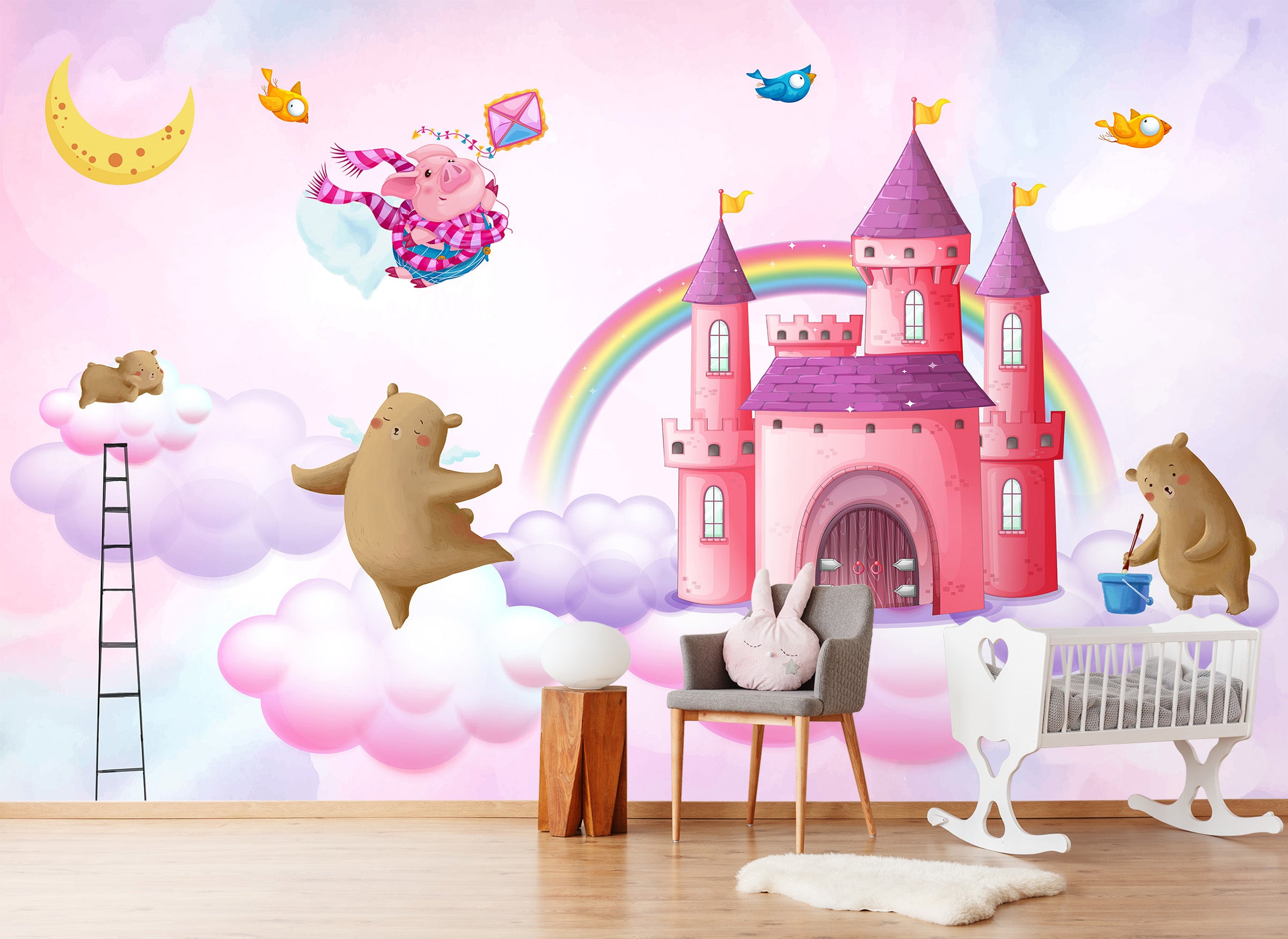 3D Rainbow Castle 1644 Wall Murals