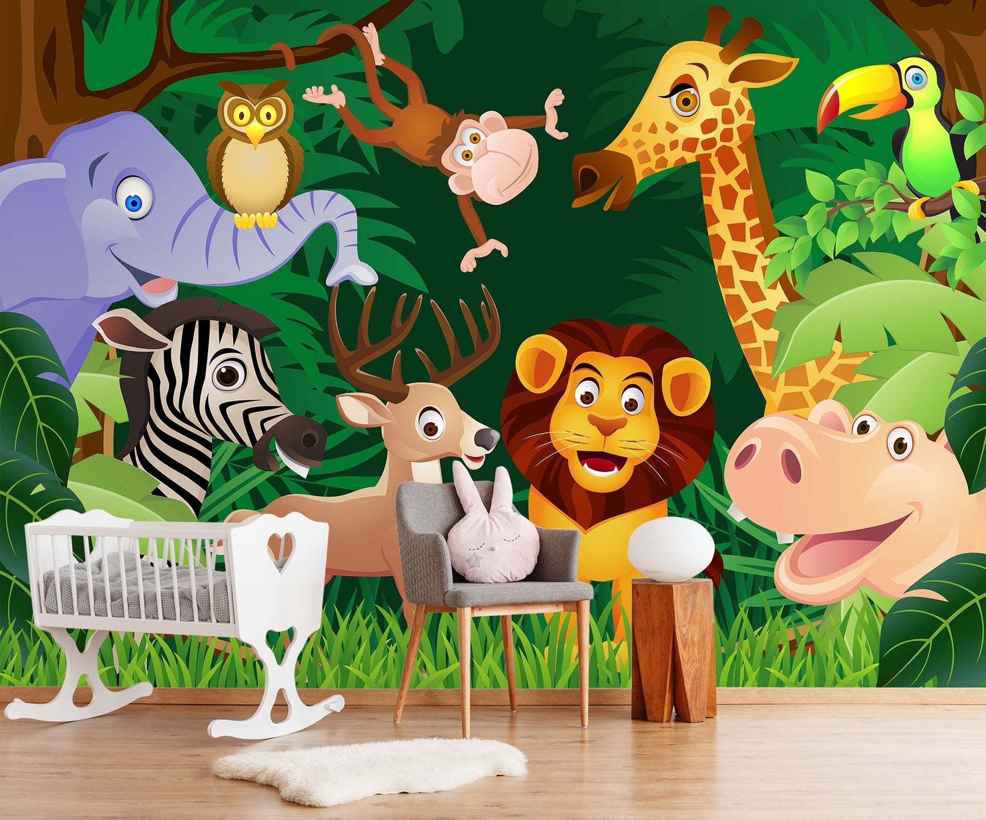 3D Cartoon Animals 052 Wall Murals Wallpaper AJ Wallpaper 2