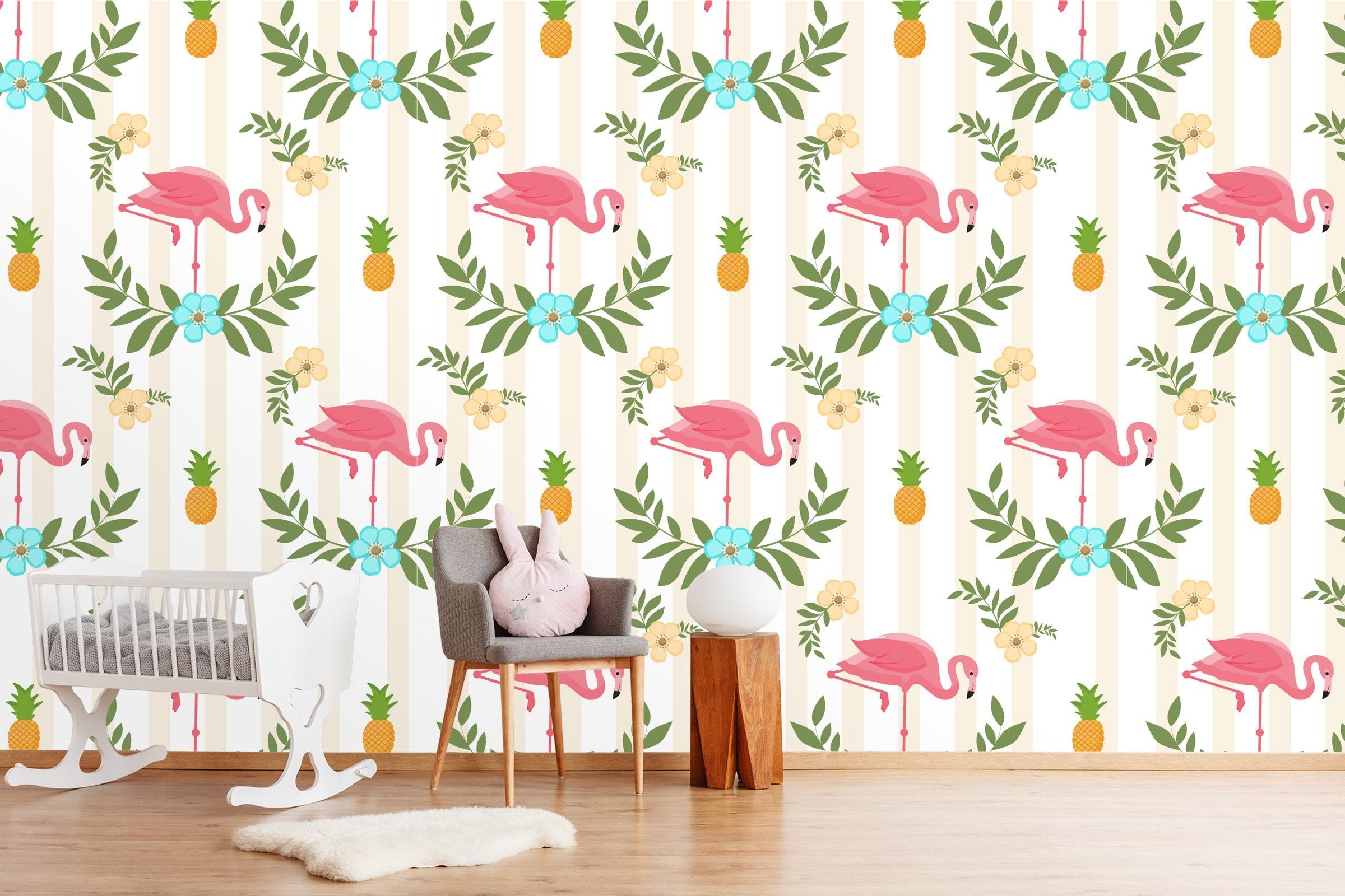 3D Flower Leaf Flamingo 452 Wallpaper AJ Wallpaper