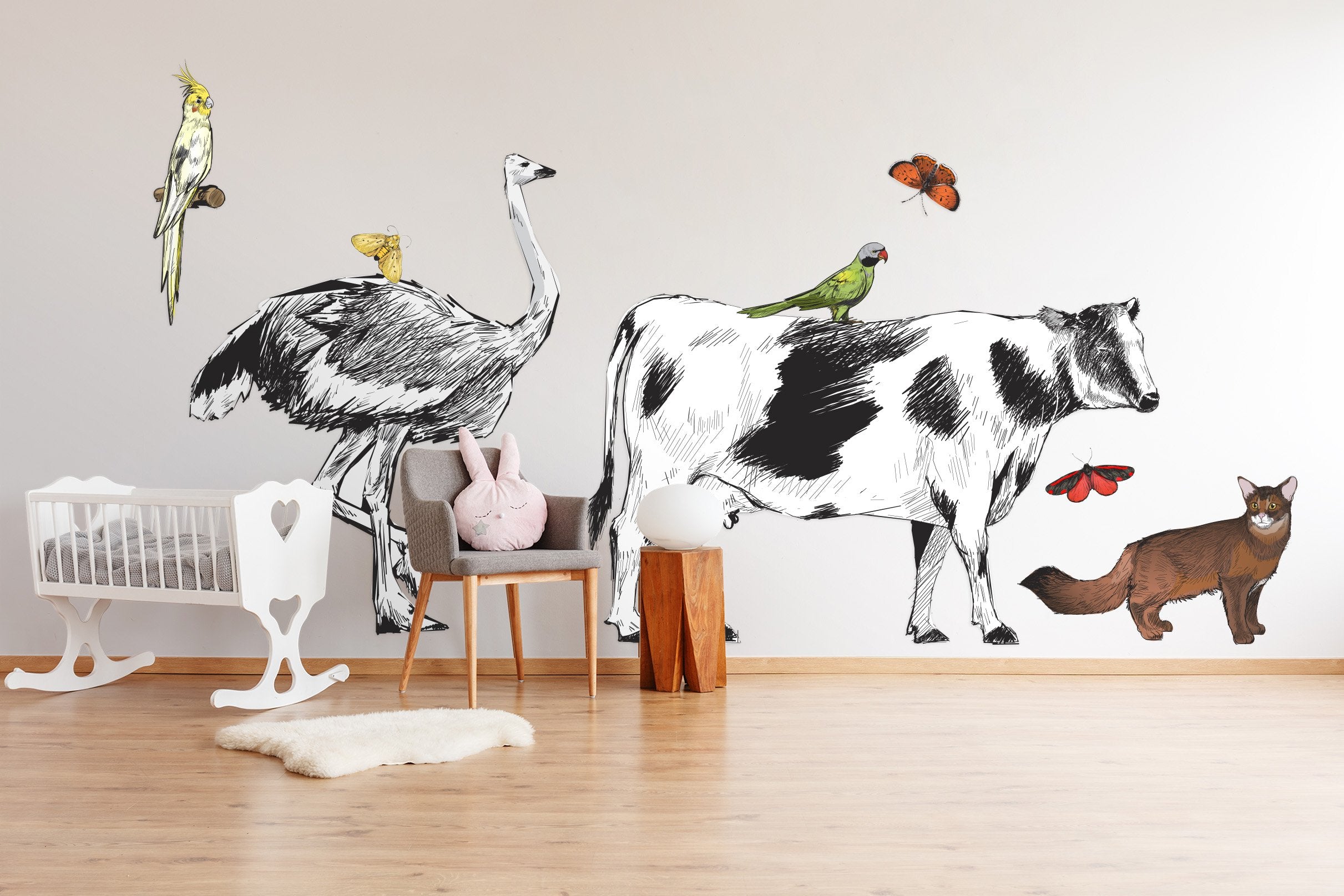 3D Ostrich Cattle 065 Animals Wall Stickers Wallpaper AJ Wallpaper