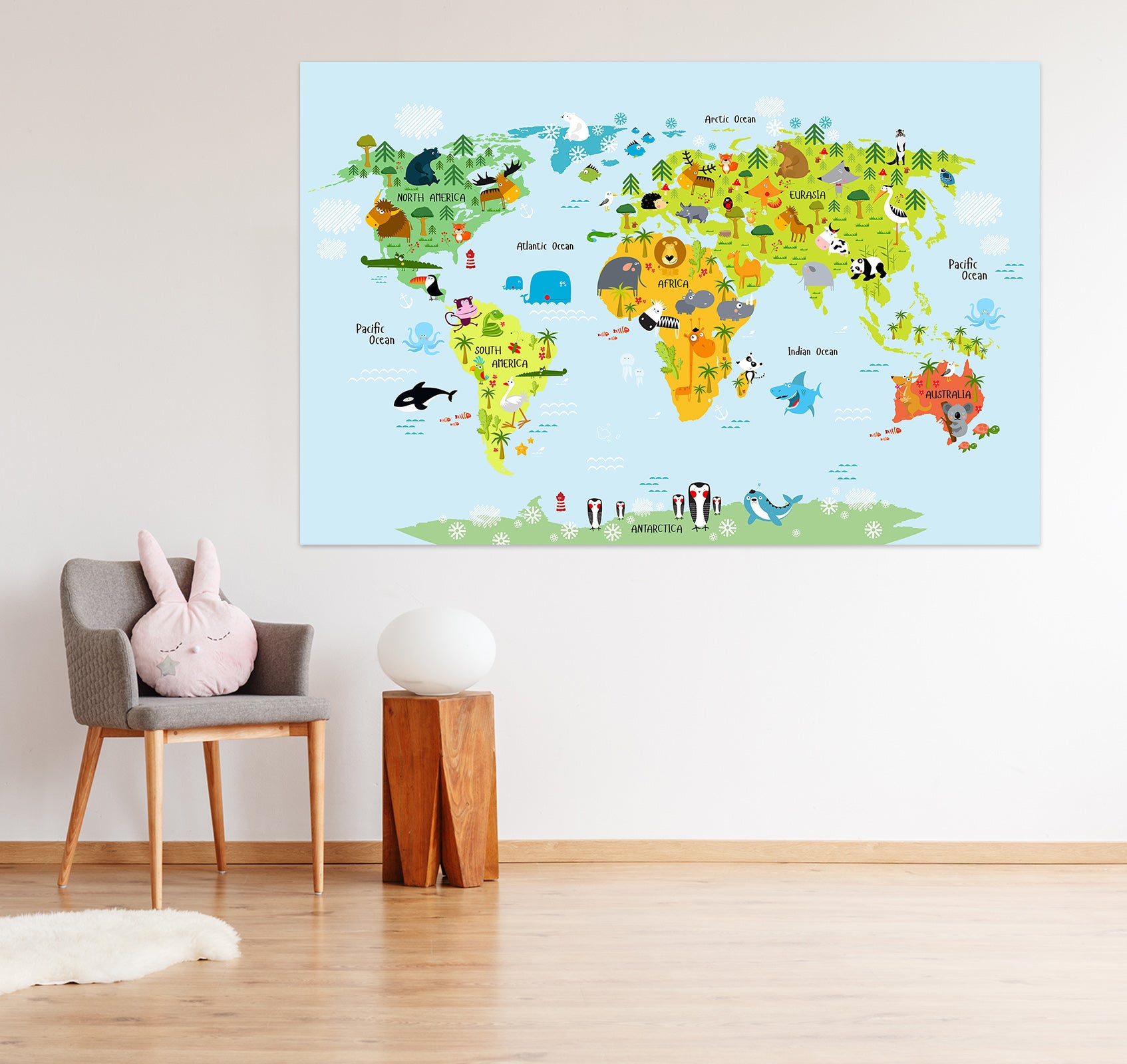 3D Island Forest 211 World Map Wall Sticker