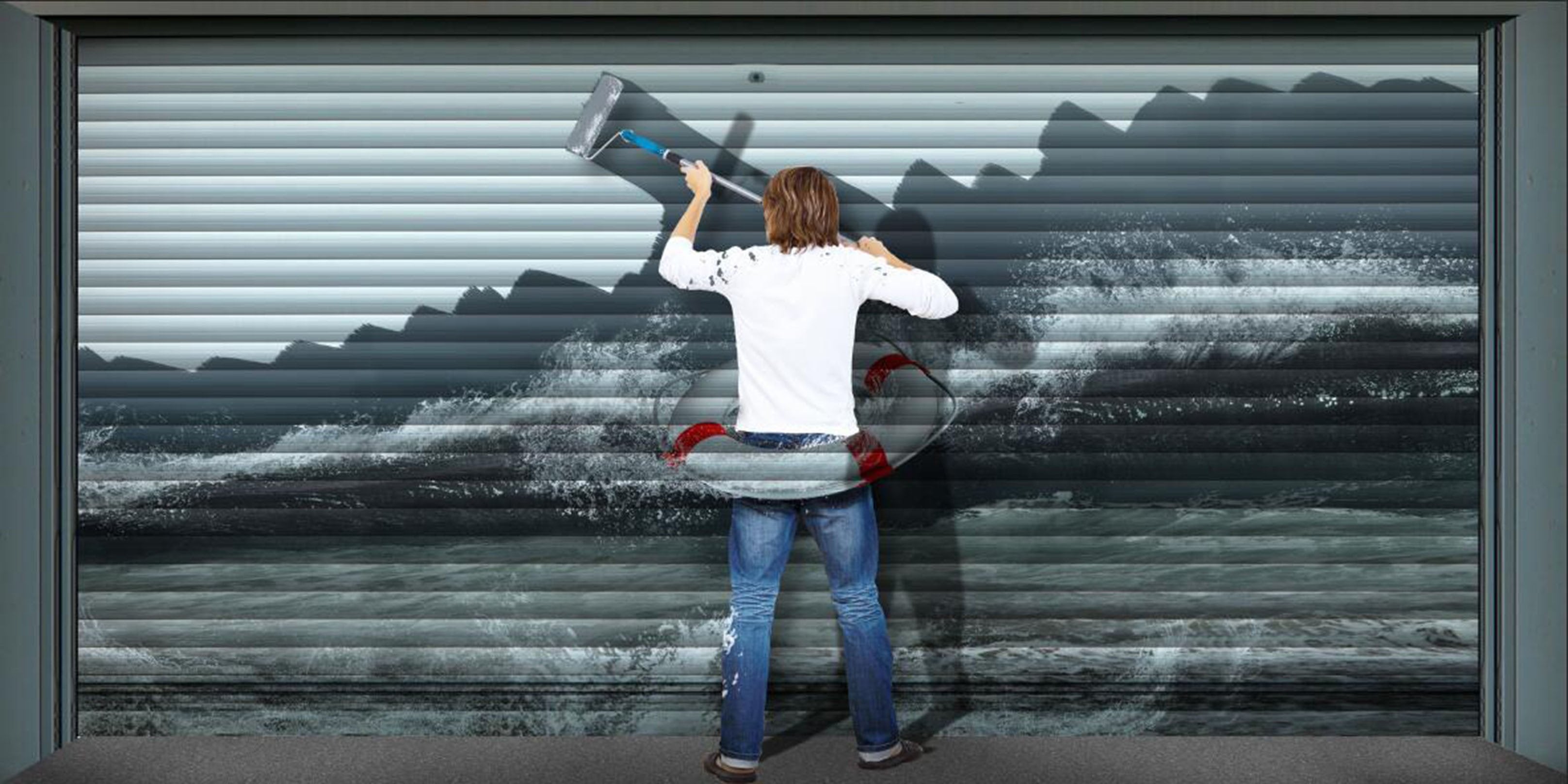 3D Painting Sea Boy 017 Garage Door Mural Wallpaper AJ Wallpaper