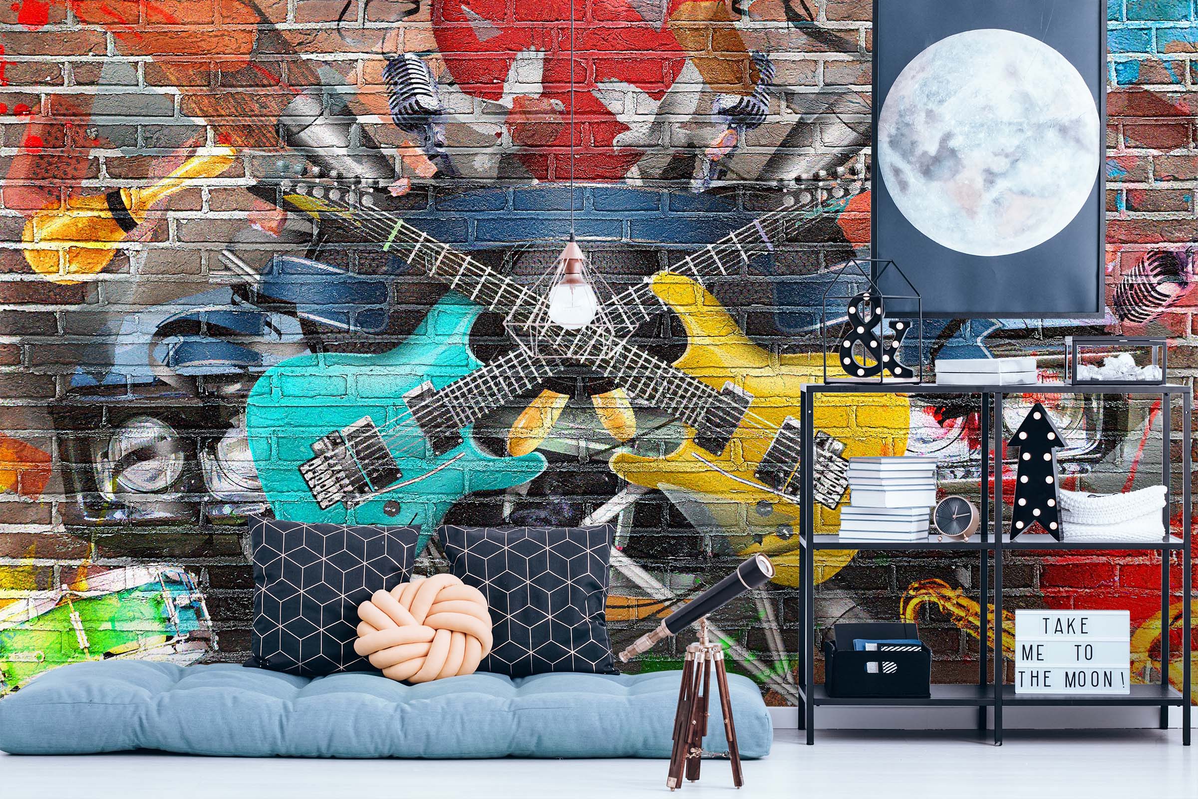 3D Hand Drawn Doodle Guitar 037 Wall Murals