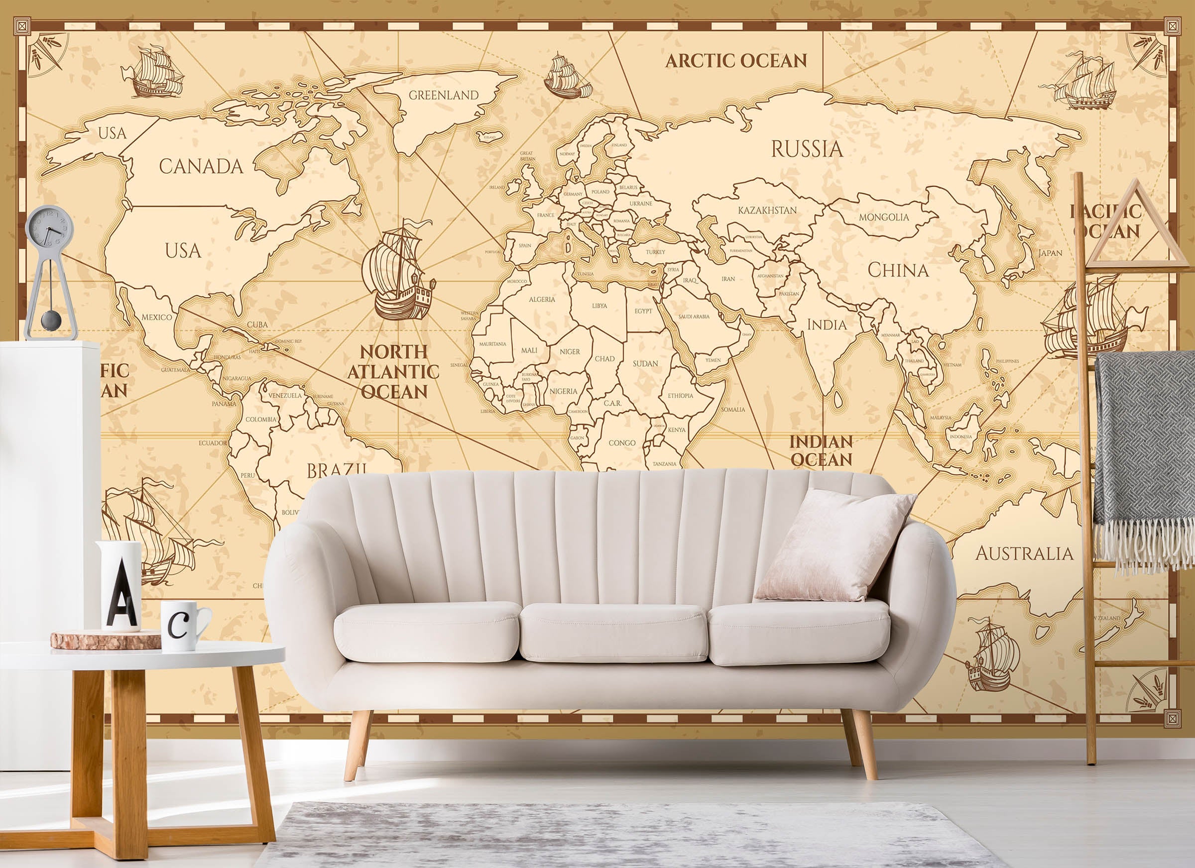 3D Line Painting 2158 World Map Wall Murals