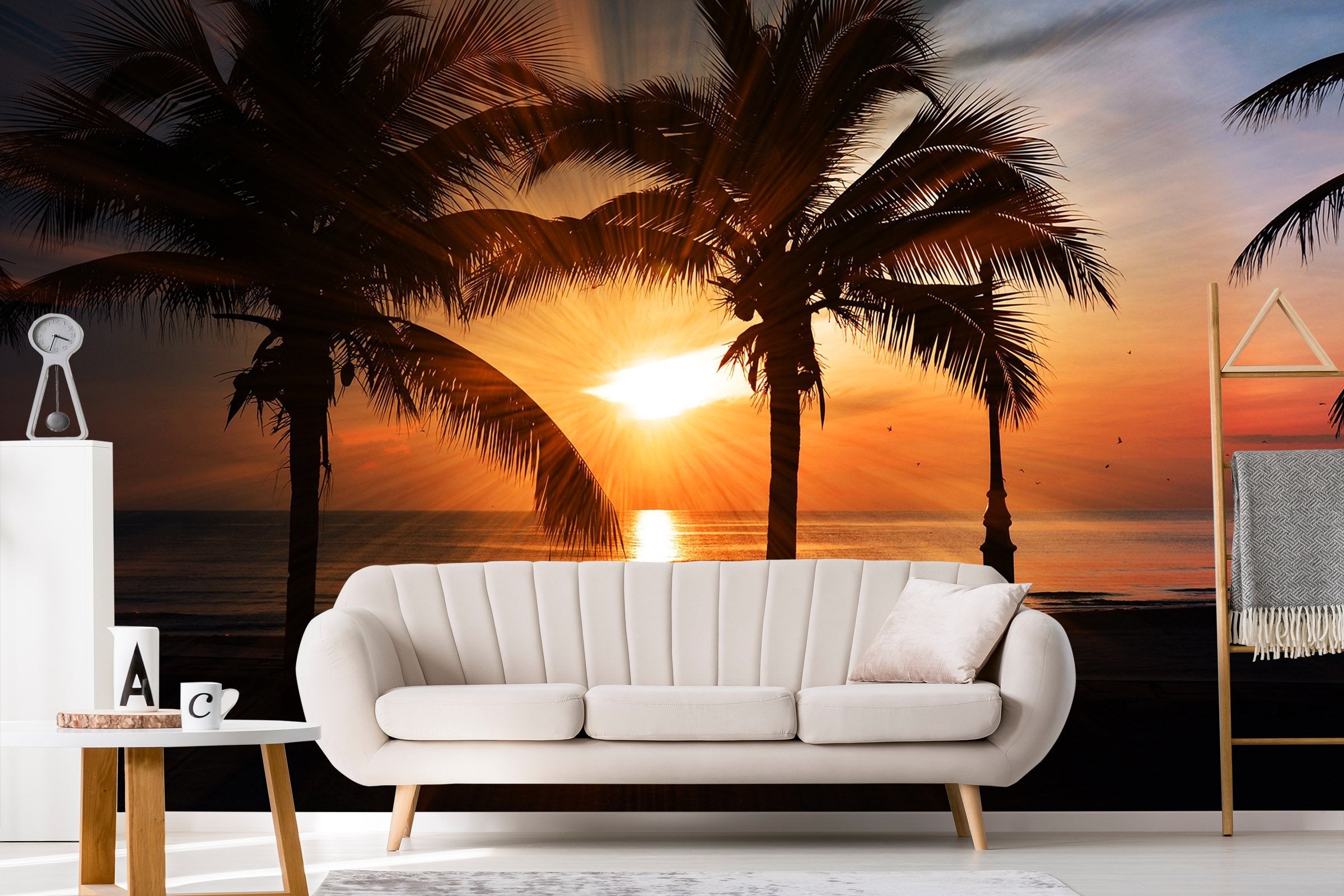 3D Sunset Coconut Tree 662 Wallpaper AJ Wallpaper