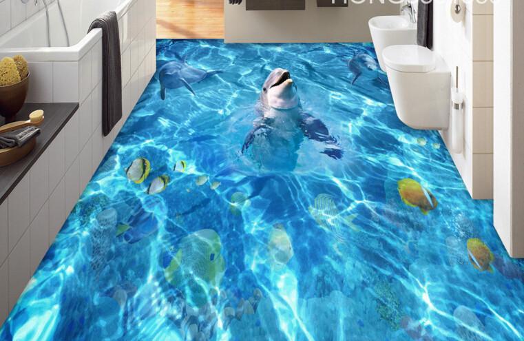 3D Blue Ocean Floor Mural Wallpaper AJ Wallpaper 2