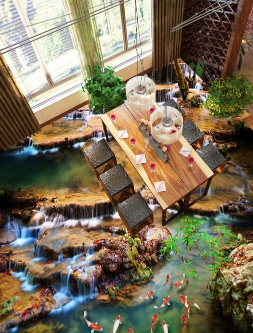 3D River And Lakes Floor Mural Wallpaper AJ Wallpaper 2