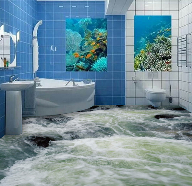 3D Churning Water 324 Floor Mural Wallpaper Murals Rug & Mat Print Epoxy waterproof bath floor