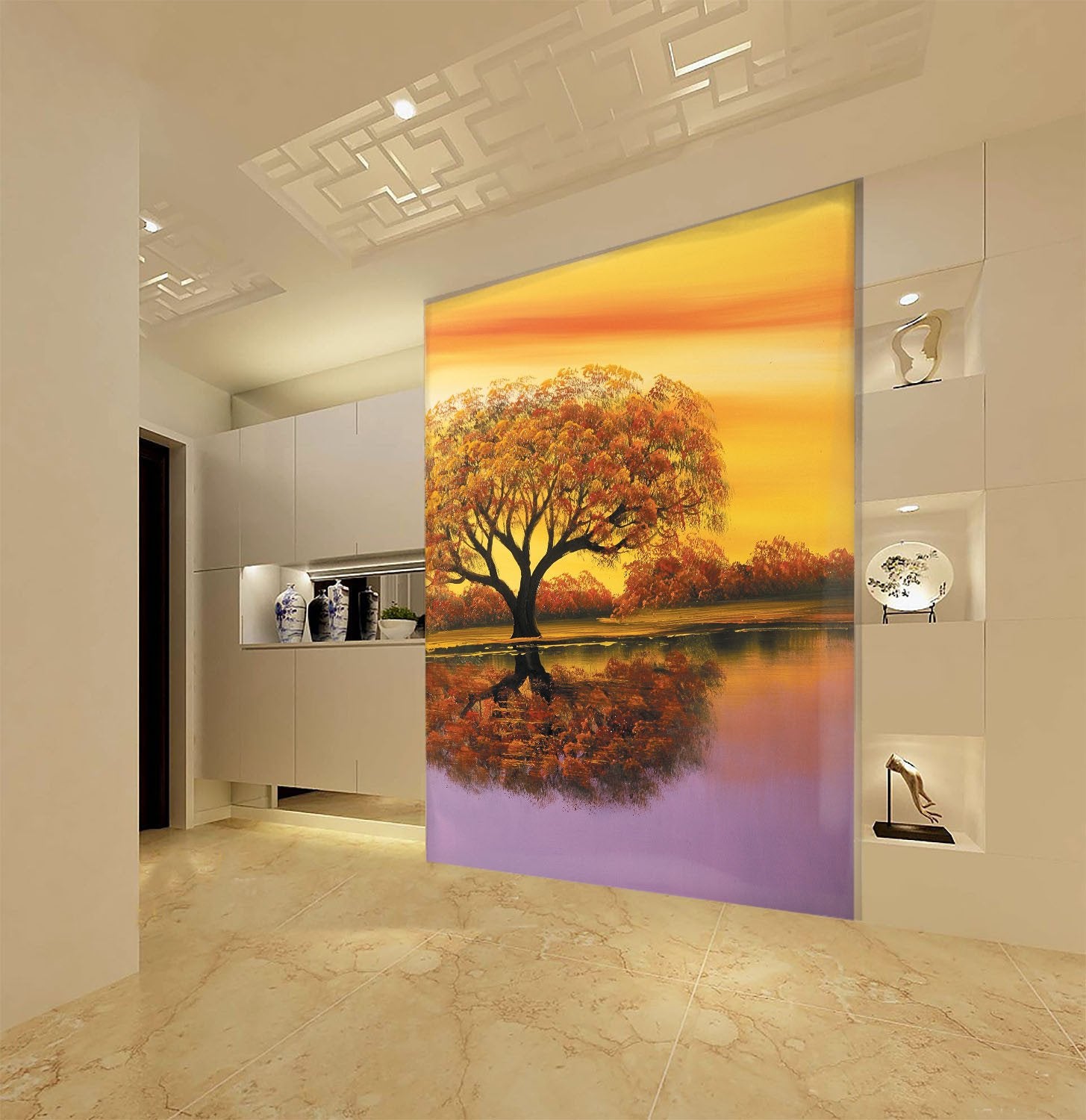 Lakeside Lush Tree Wallpaper AJ Wallpaper 2