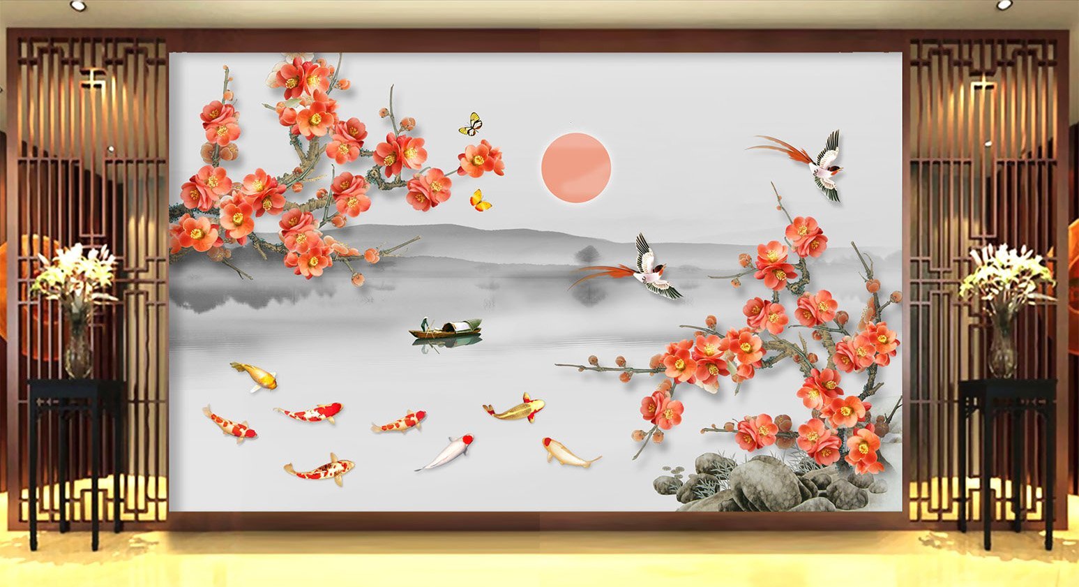 3D Sun Fisherman Flower 286 Wallpaper AJ Wallpaper