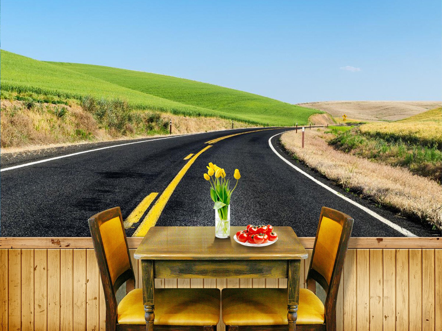 Clear Road Among Grass Hill 22 Wallpaper AJ Wallpaper 1