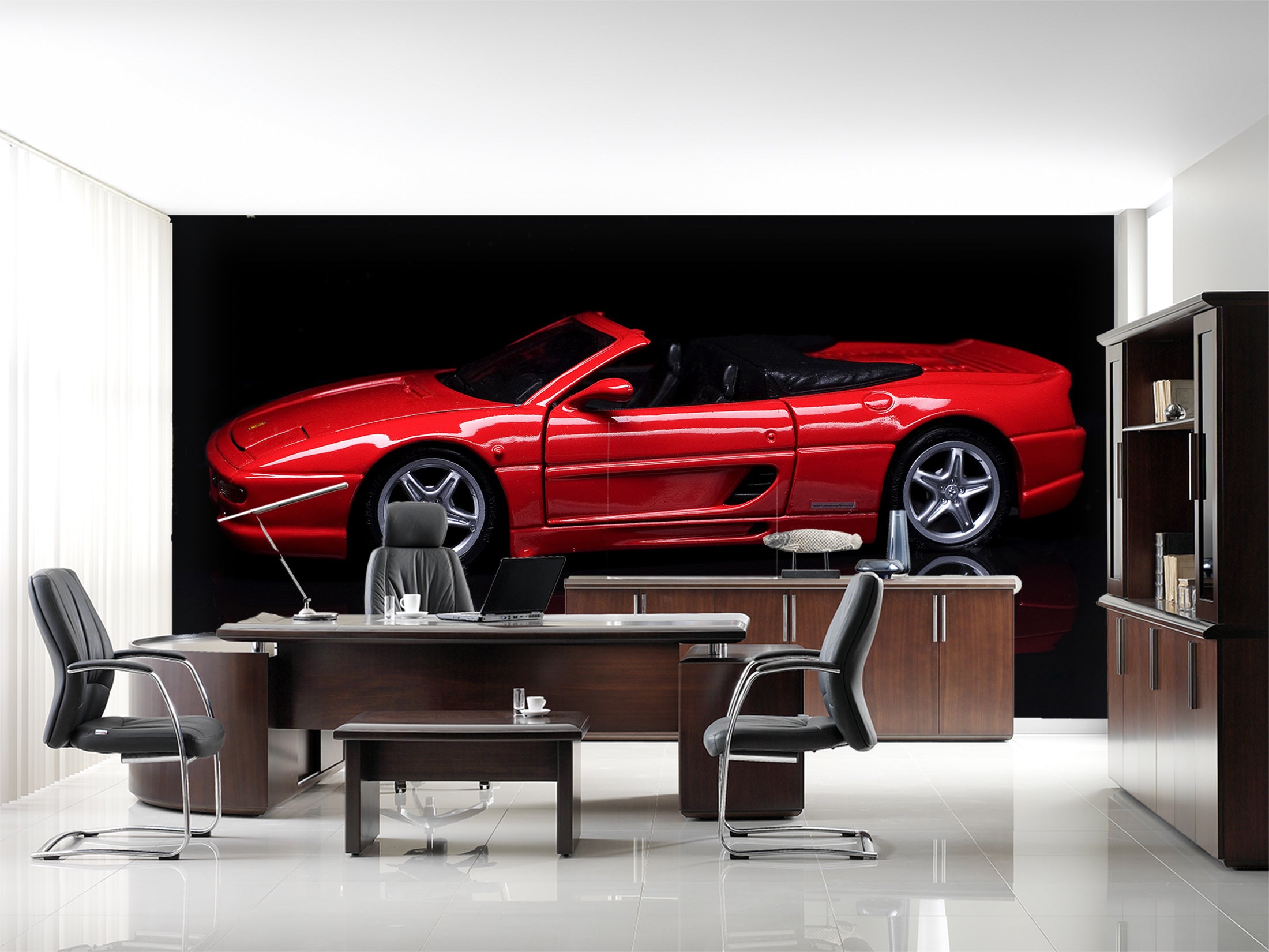 3D Red Convertible 230 Vehicle Wall Murals