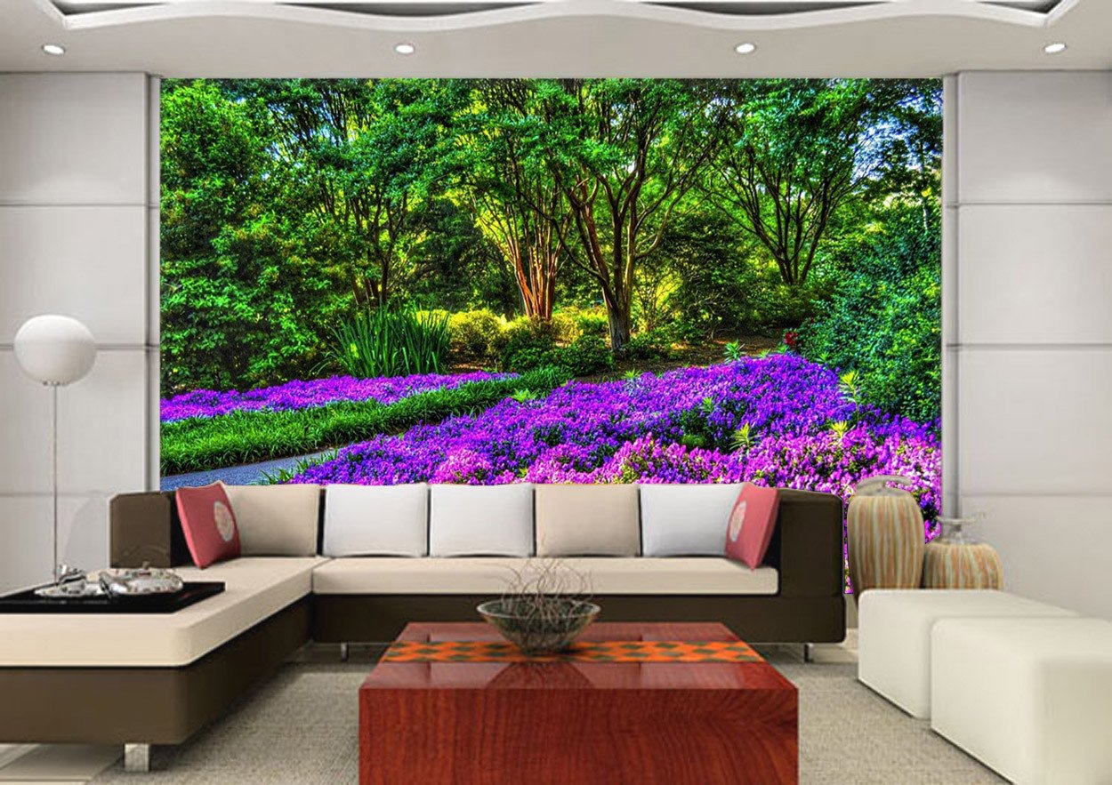 3D Lavender Manor Flowers 192 Wallpaper AJ Wallpaper