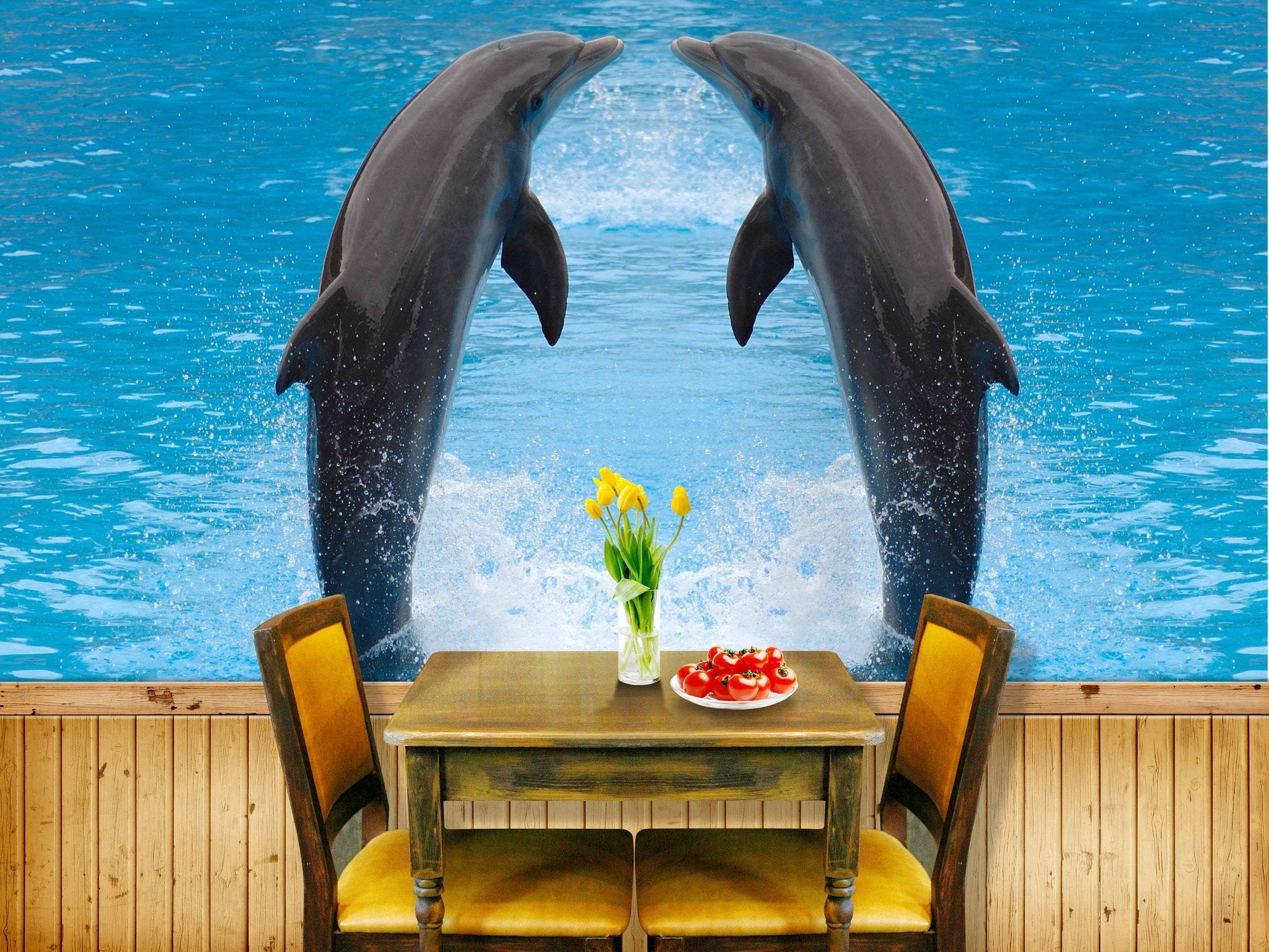 Two Kissing Dolphins Wallpaper AJ Wallpaper