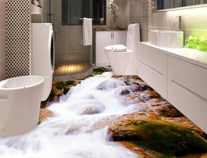 3D Steep Stream Floor Mural Wallpaper AJ Wallpaper 2