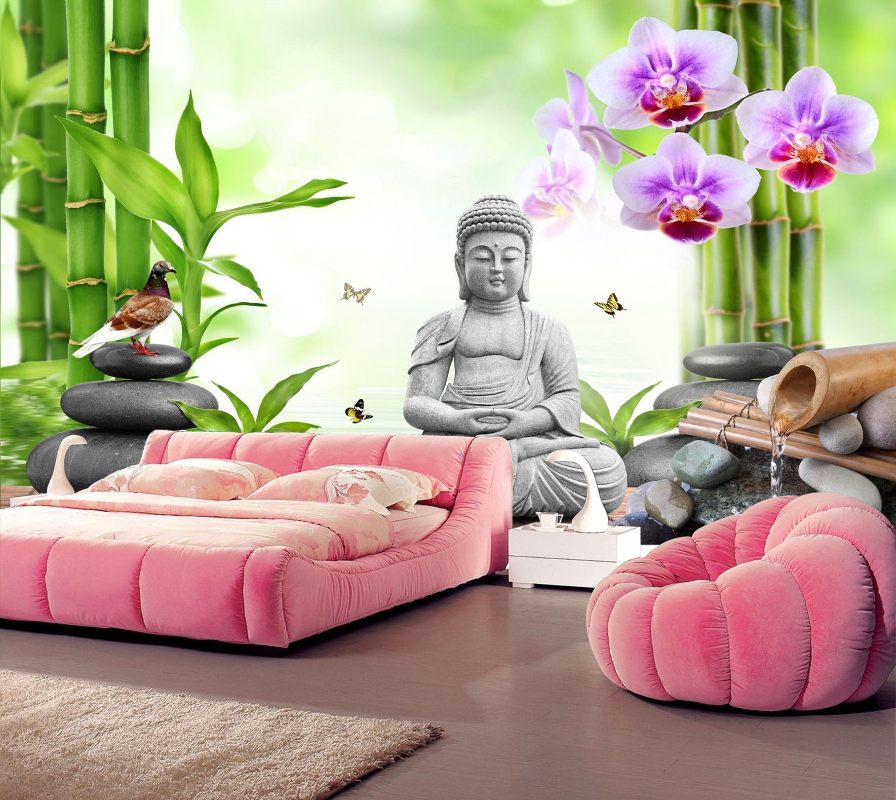 3D Bamboo Forest Meditate 329 Wallpaper AJ Wallpaper