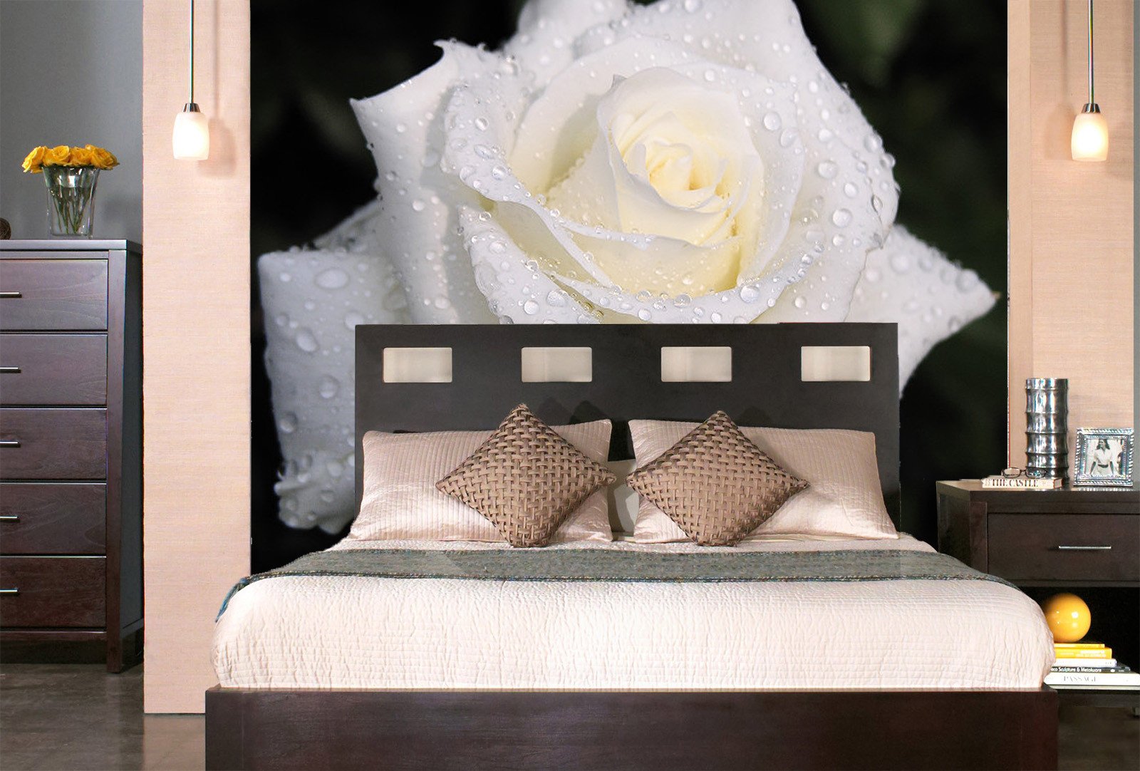 Dewy White Rose Wallpaper AJ Wallpaper