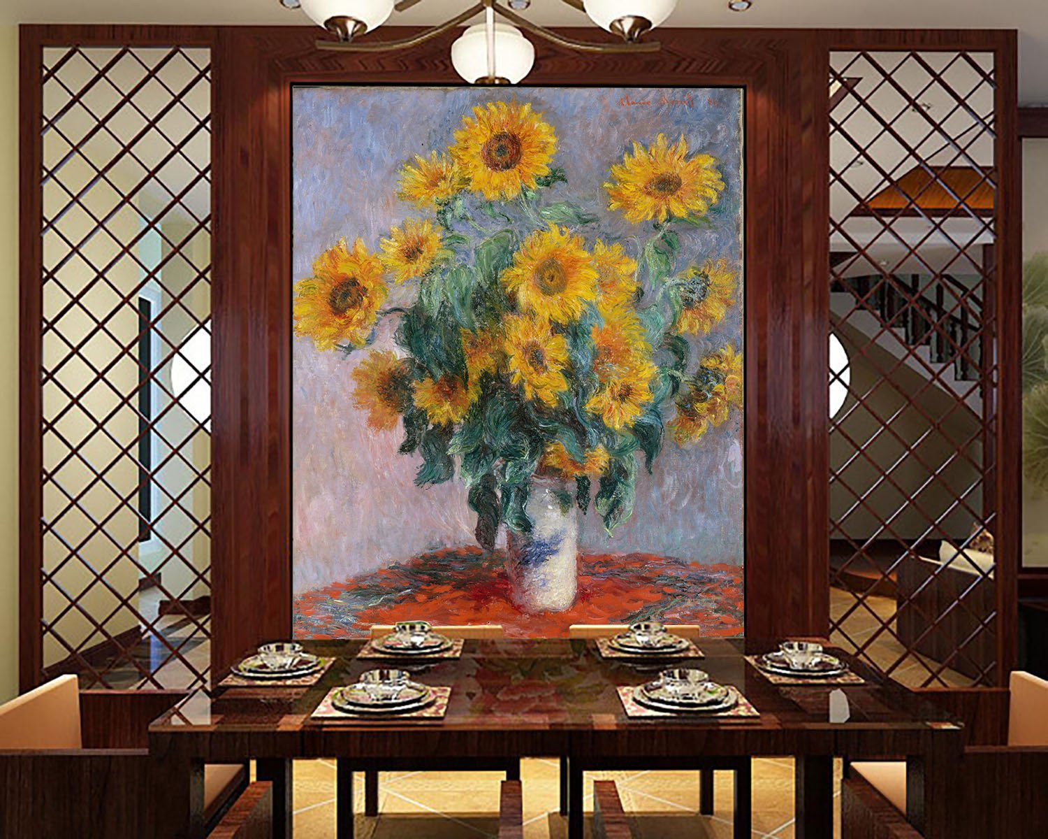 Sunflowers Vase Painting Wallpaper AJ Wallpaper 2