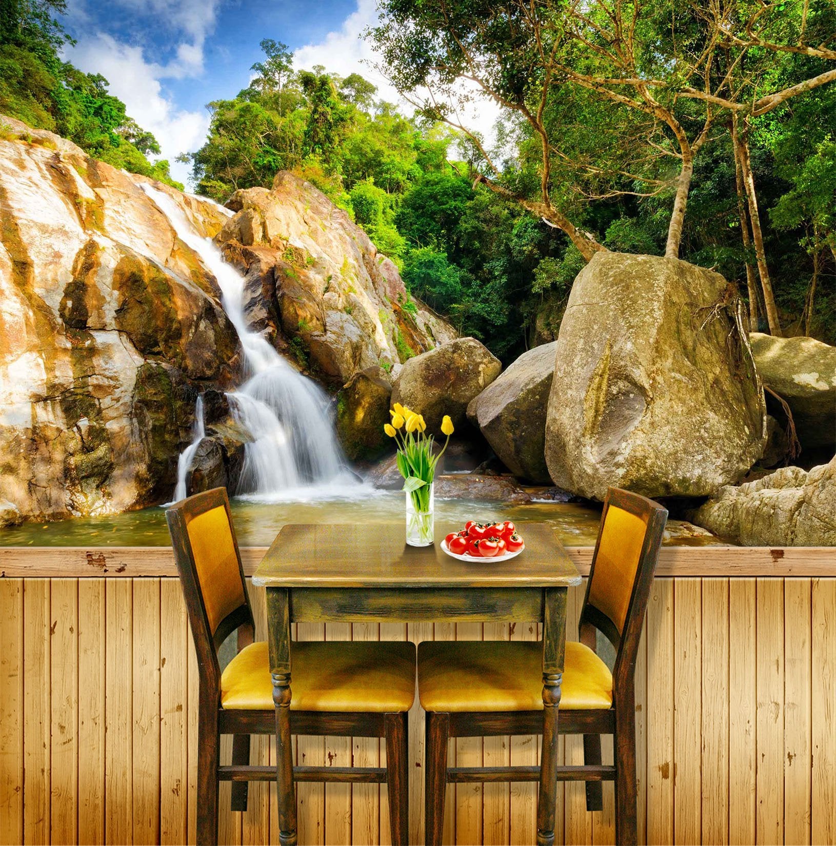 3D Forest Creek Falls 629 Wallpaper AJ Wallpaper