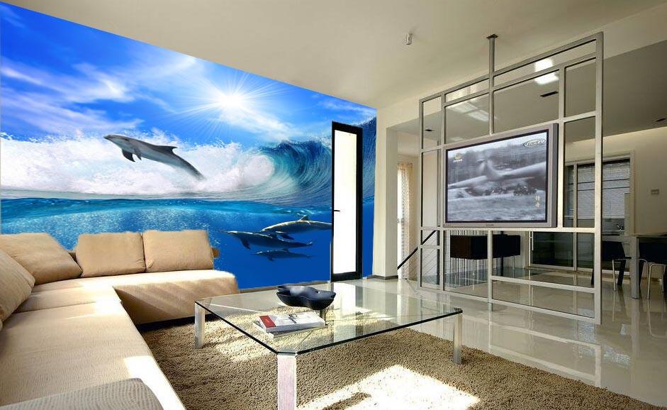 Surfing Dolphins Wallpaper AJ Wallpaper