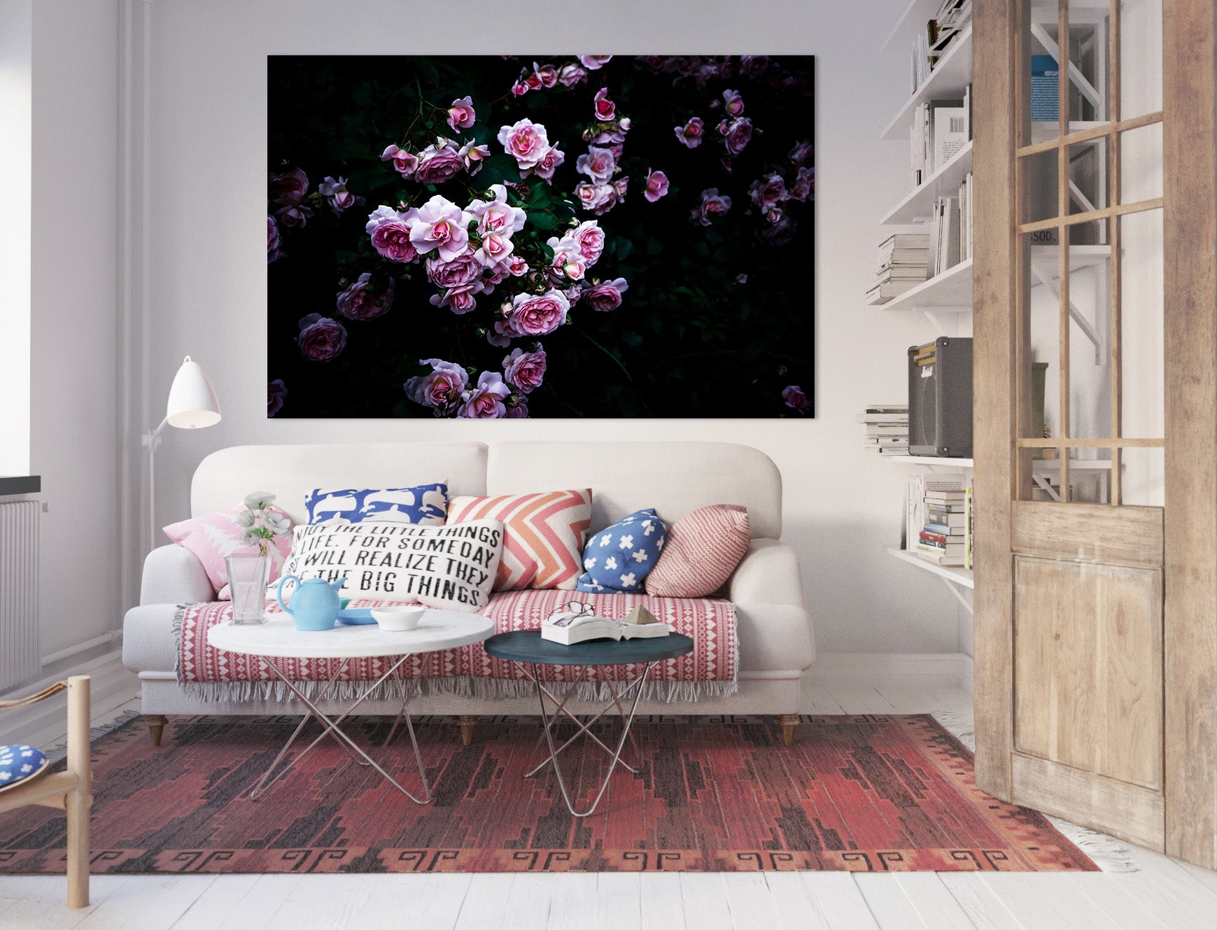 3D Pink Rose 013 Noirblanc777 Wall Sticker