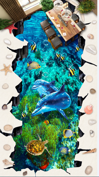 3D Sea World Floor Mural Wallpaper AJ Wallpaper 2