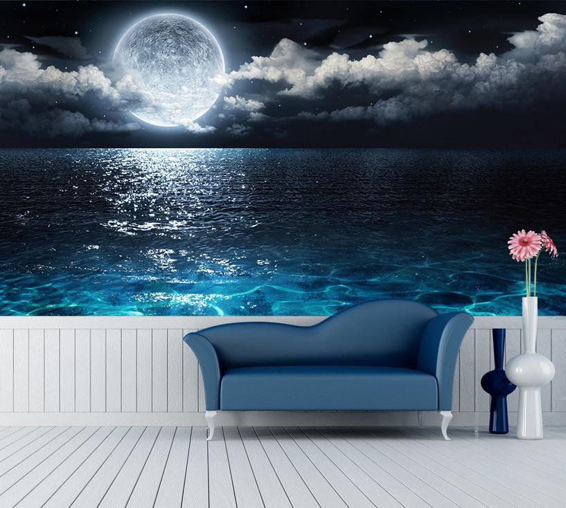 3D Moon Night Ocean 273 Wallpaper AJ Wallpaper