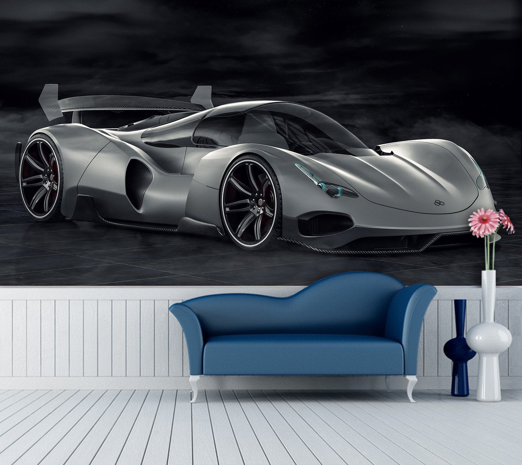 3D Black Sports Car Side 966 Vehicle Wall Murals Wallpaper AJ Wallpaper 2