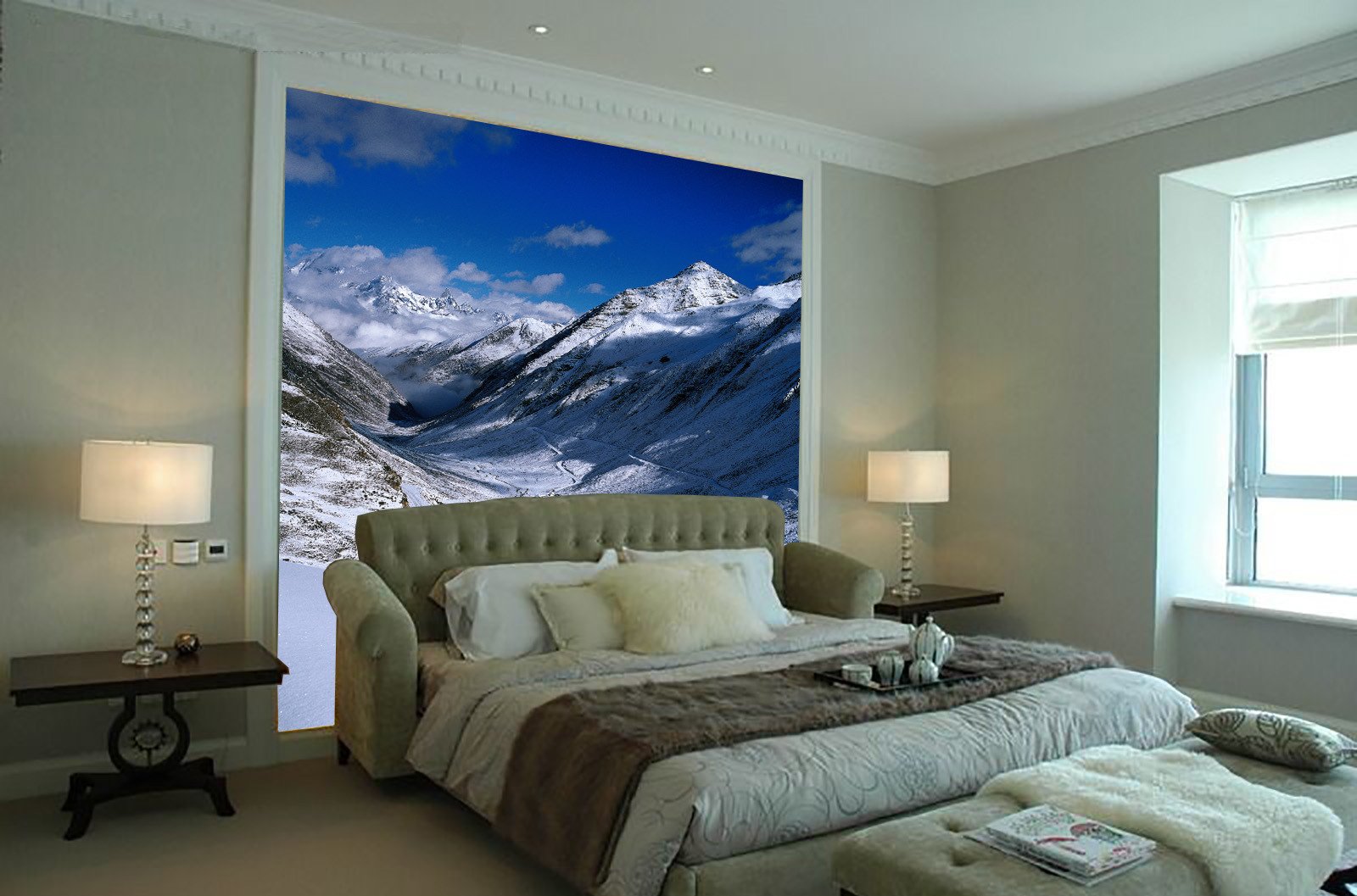 Snow Mountains Valley Wallpaper AJ Wallpaper